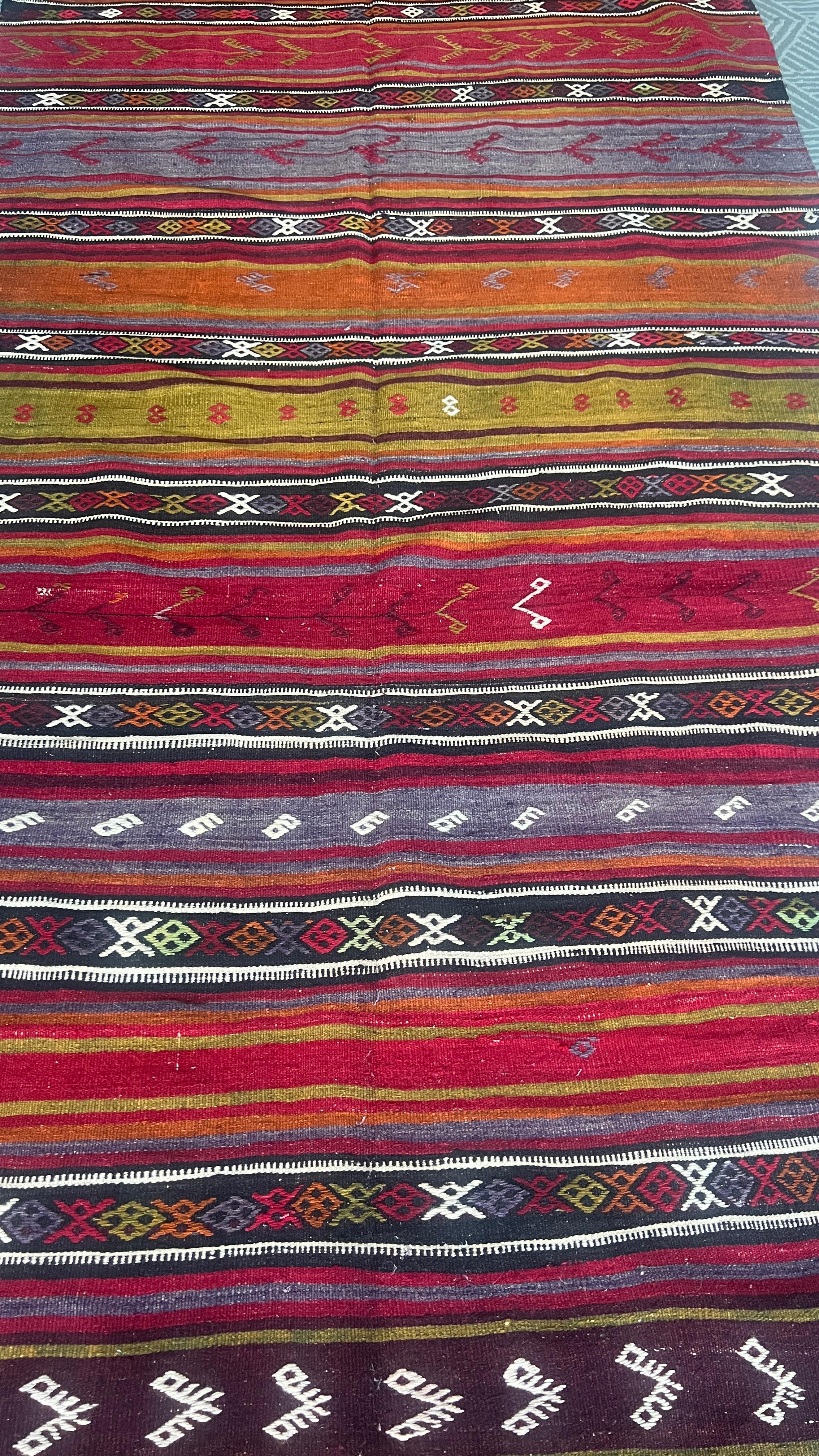Large Handmade Turkish Kilim – 146 × 405 cm – Vintage Anatolian Wool Runner