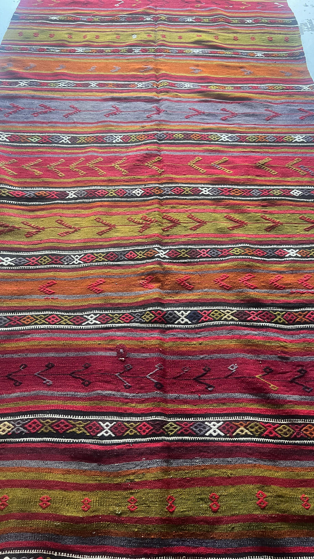 Large Handmade Turkish Kilim – 146 × 405 cm – Vintage Anatolian Wool Runner
