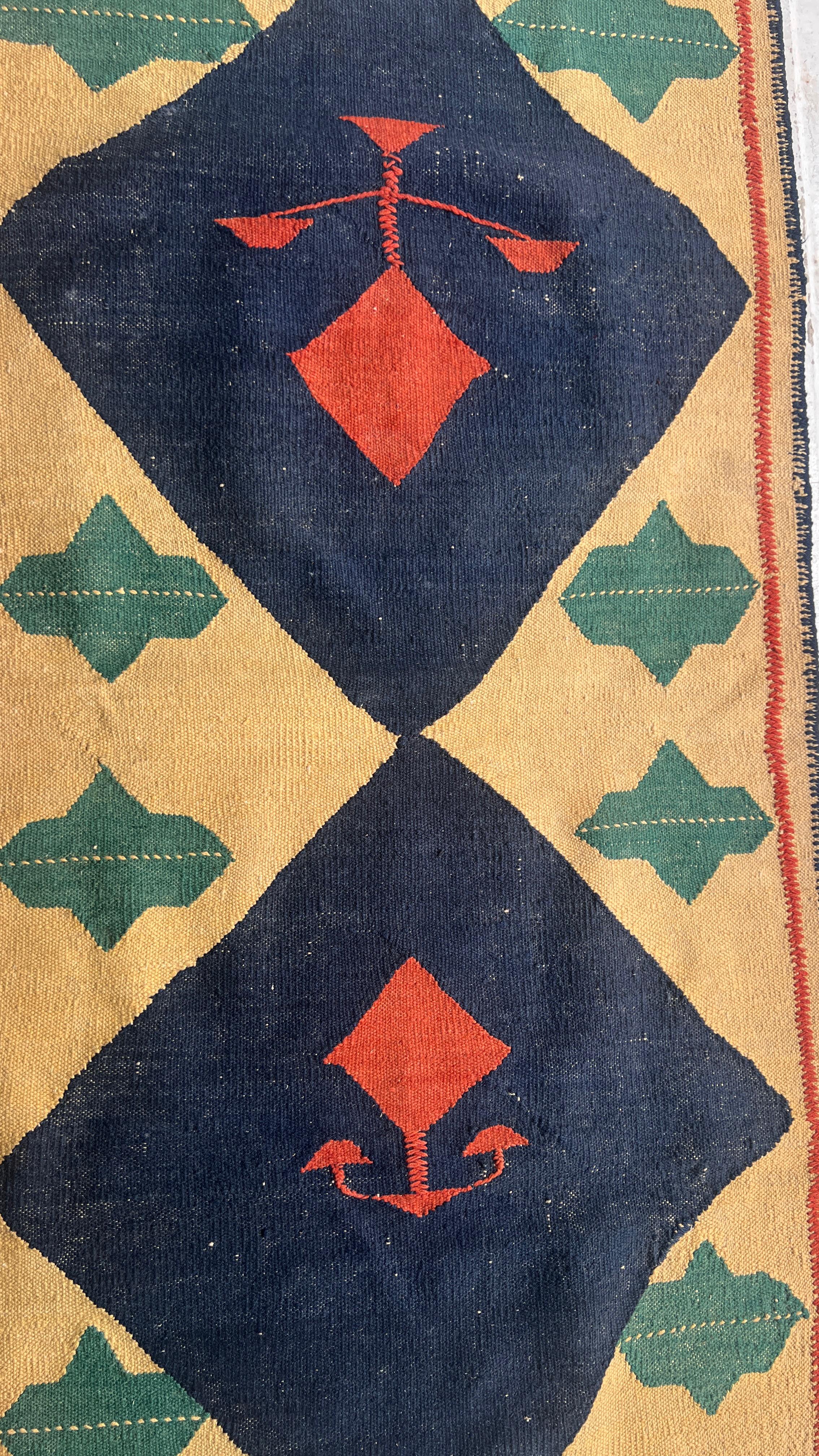 Handmade Turkish Uşak Kilim – 113 × 223 cm – Vintage Wool Tribal Rug