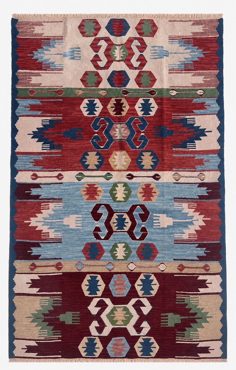 Handmade Turkish Denizli Kilim – 107 × 168 cm – Vintage Tribal Wool Rug