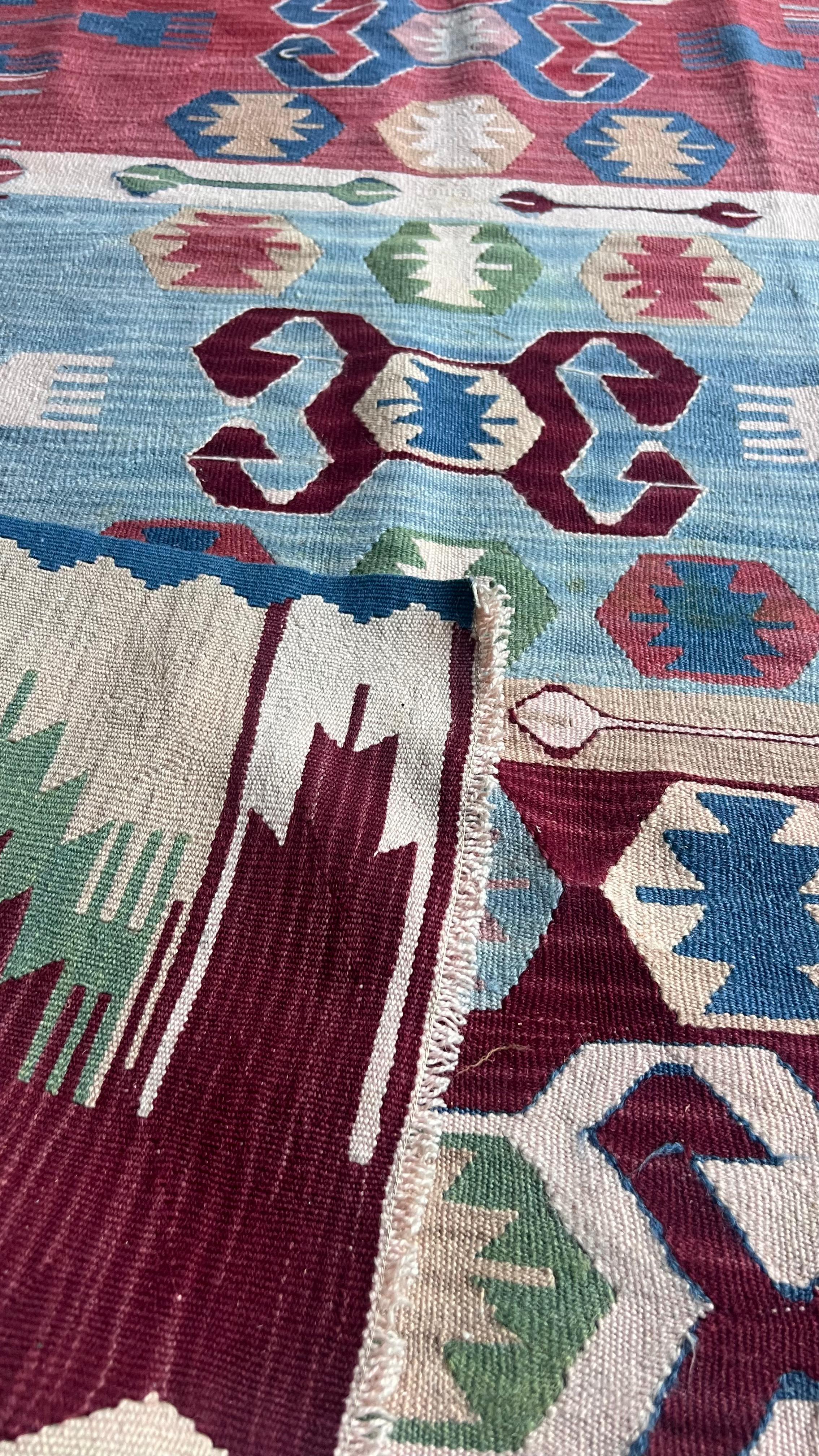 Handmade Turkish Denizli Kilim – 107 × 168 cm – Vintage Tribal Wool Rug