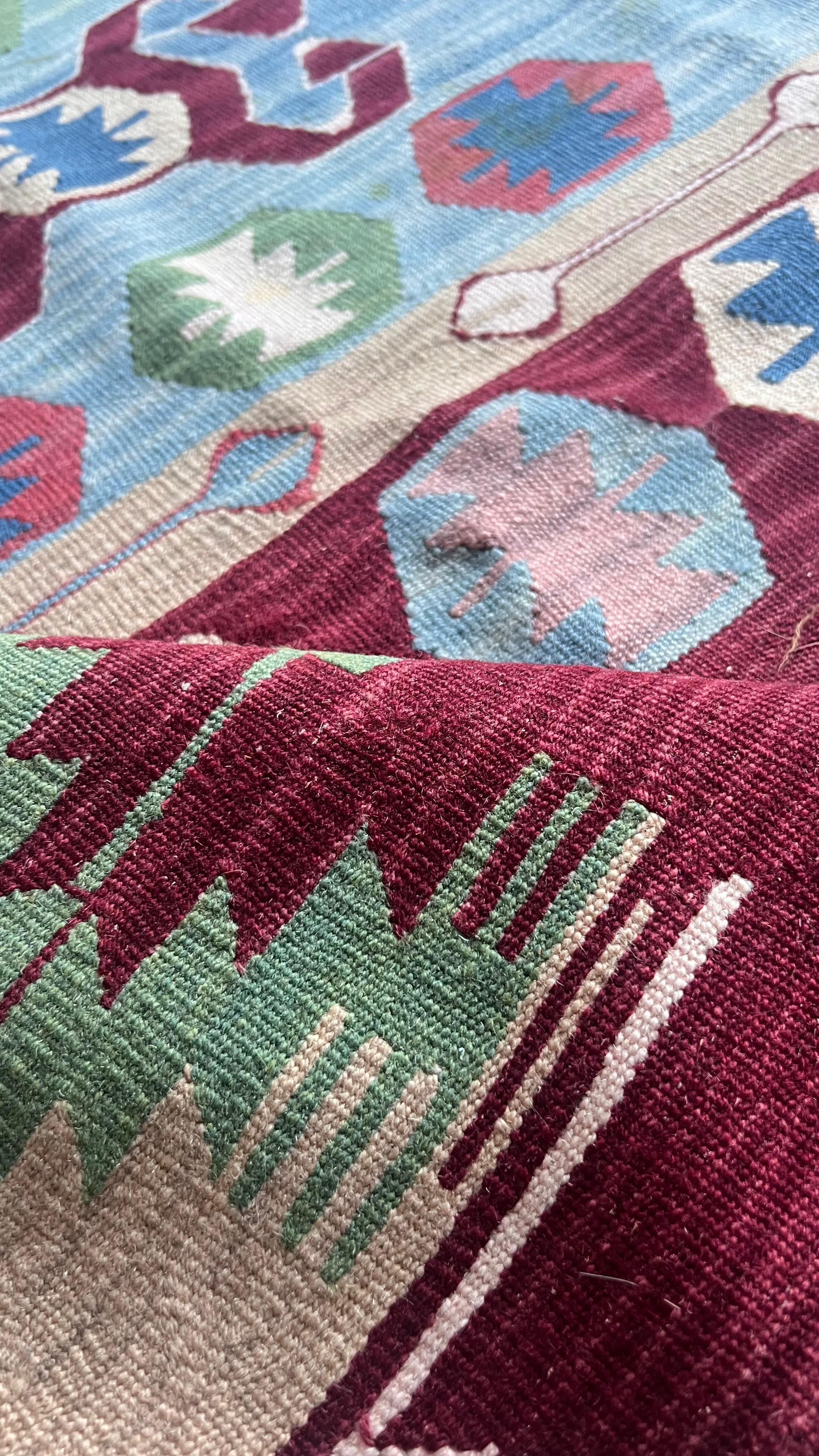 Handmade Turkish Denizli Kilim – 107 × 168 cm – Vintage Tribal Wool Rug