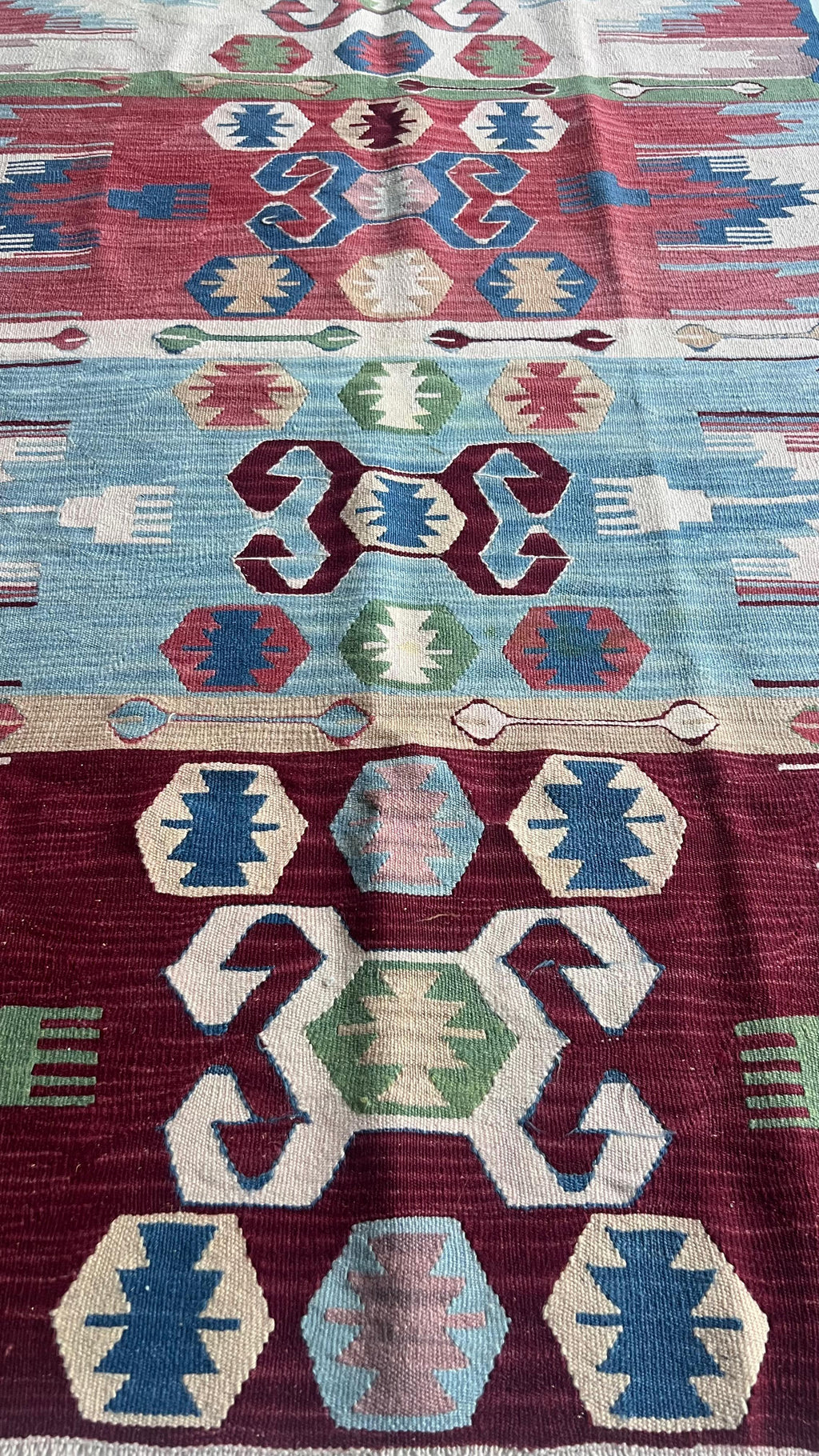 Handmade Turkish Denizli Kilim – 107 × 168 cm – Vintage Tribal Wool Rug