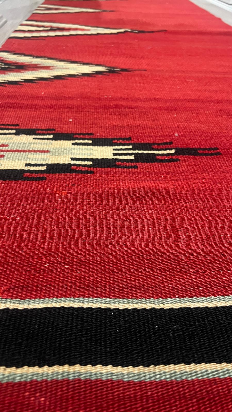 Handmade Turkish Kilim Runner – 74 × 244 cm – Vintage Red Wool Hallway Rug