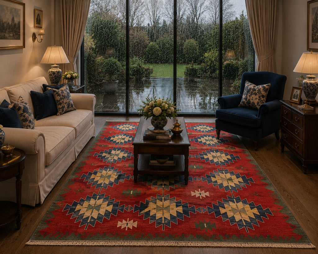 Vintage Turkish Uşak Kilim – 165 × 248 cm – Handmade Wool Tribal Rug
