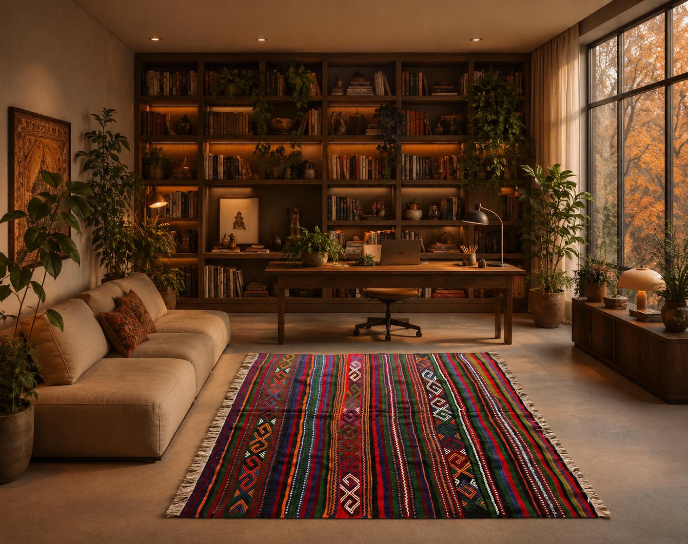 Vintage Anatolian Sivas Kilim – 181 × 186 cm – Handmade Wool Tribal Rug