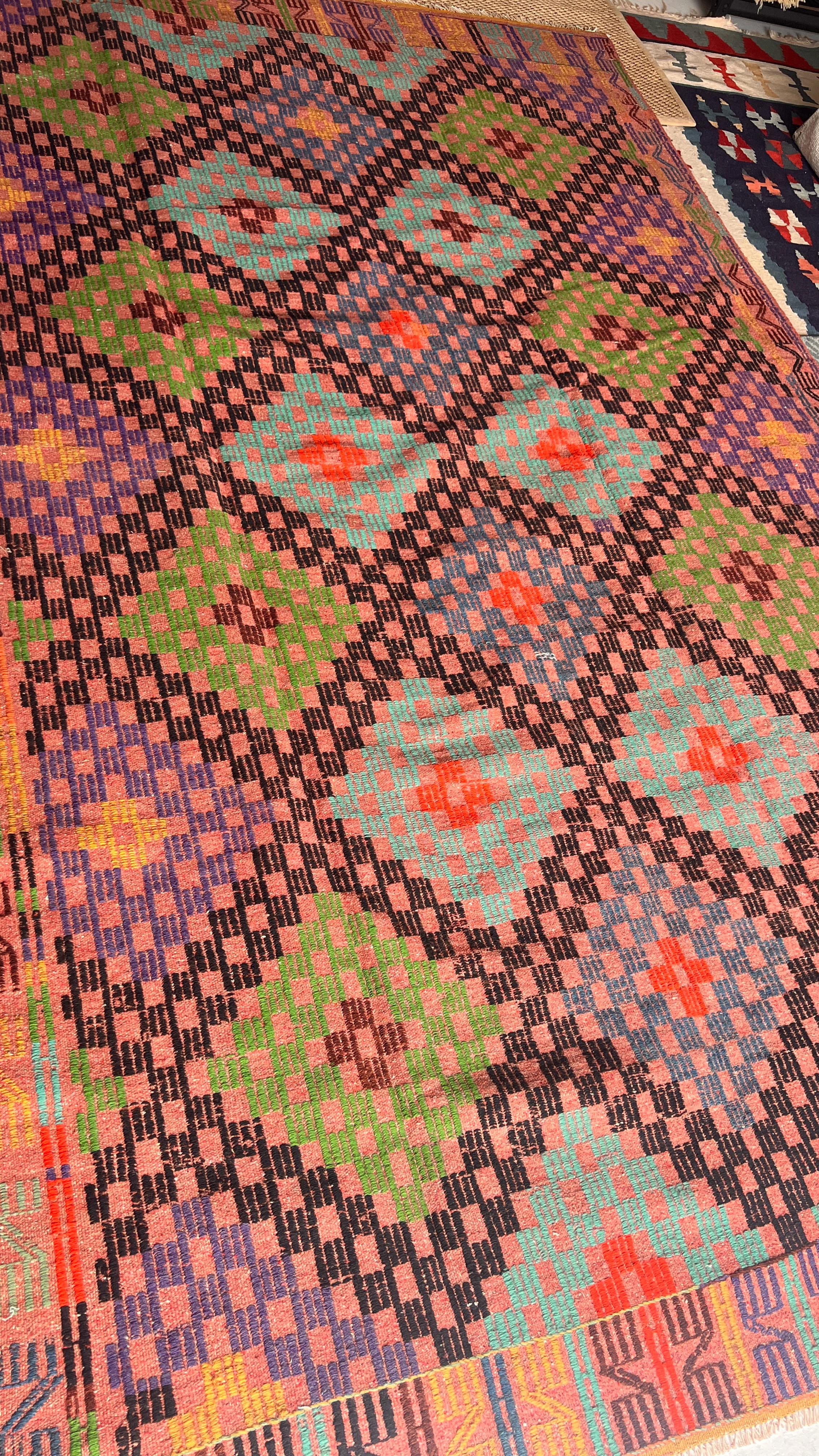 50-Year-Old Handmade Adana Cicim Kilim – 187 × 305 cm – Vintage Turkish Wool Rug