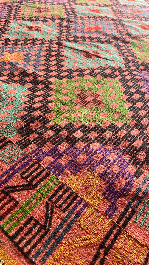 50-Year-Old Handmade Adana Cicim Kilim – 187 × 305 cm – Vintage Turkish Wool Rug