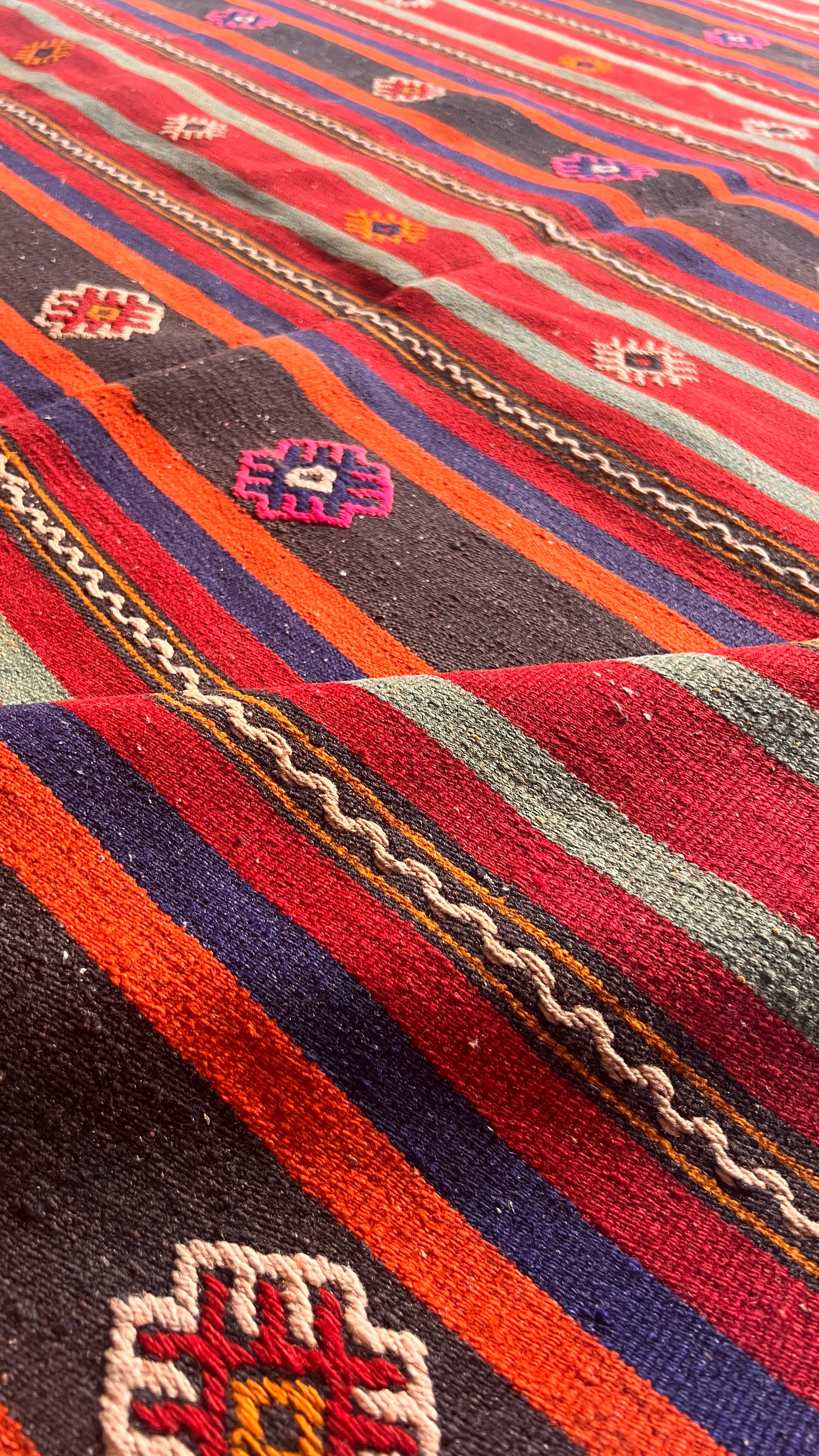 60-Year-Old Handmade Sivas Cicim Kilim – 168 × 308 cm – Vintage Turkish Wool Rug