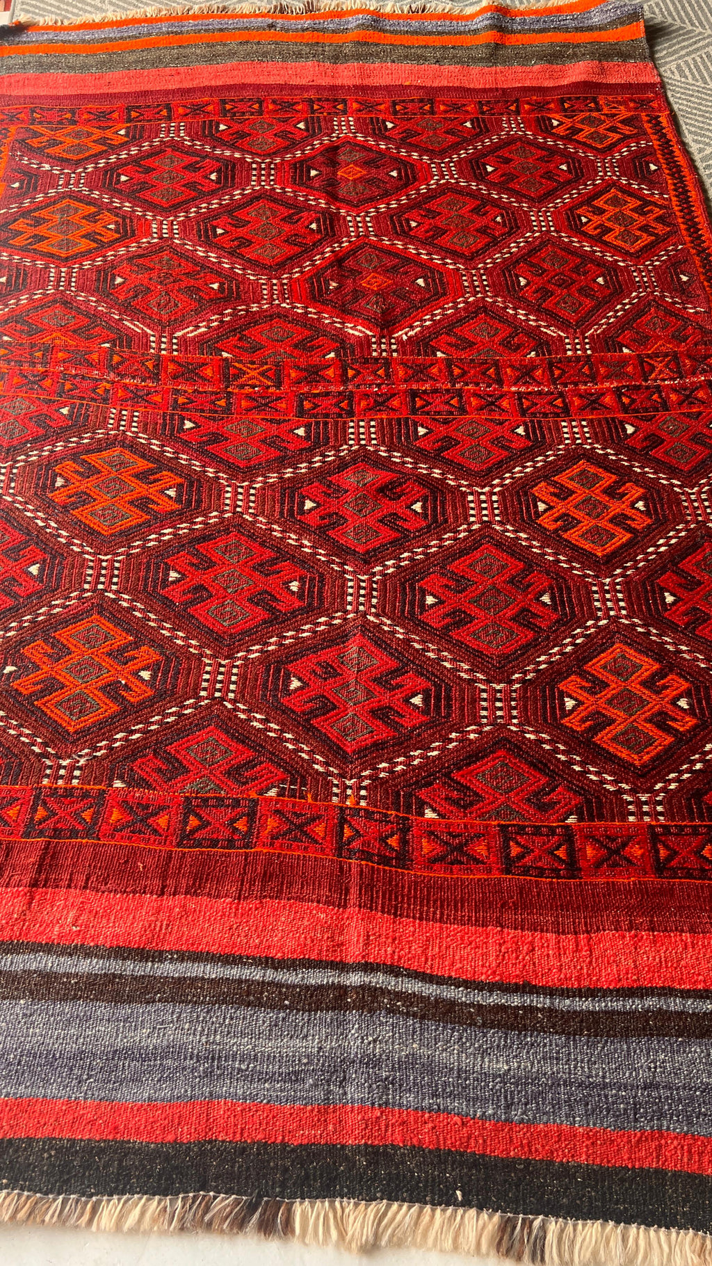 Handmade Persian Cicim Kilim – 128 × 220 cm – Vintage Wool Tribal Rug