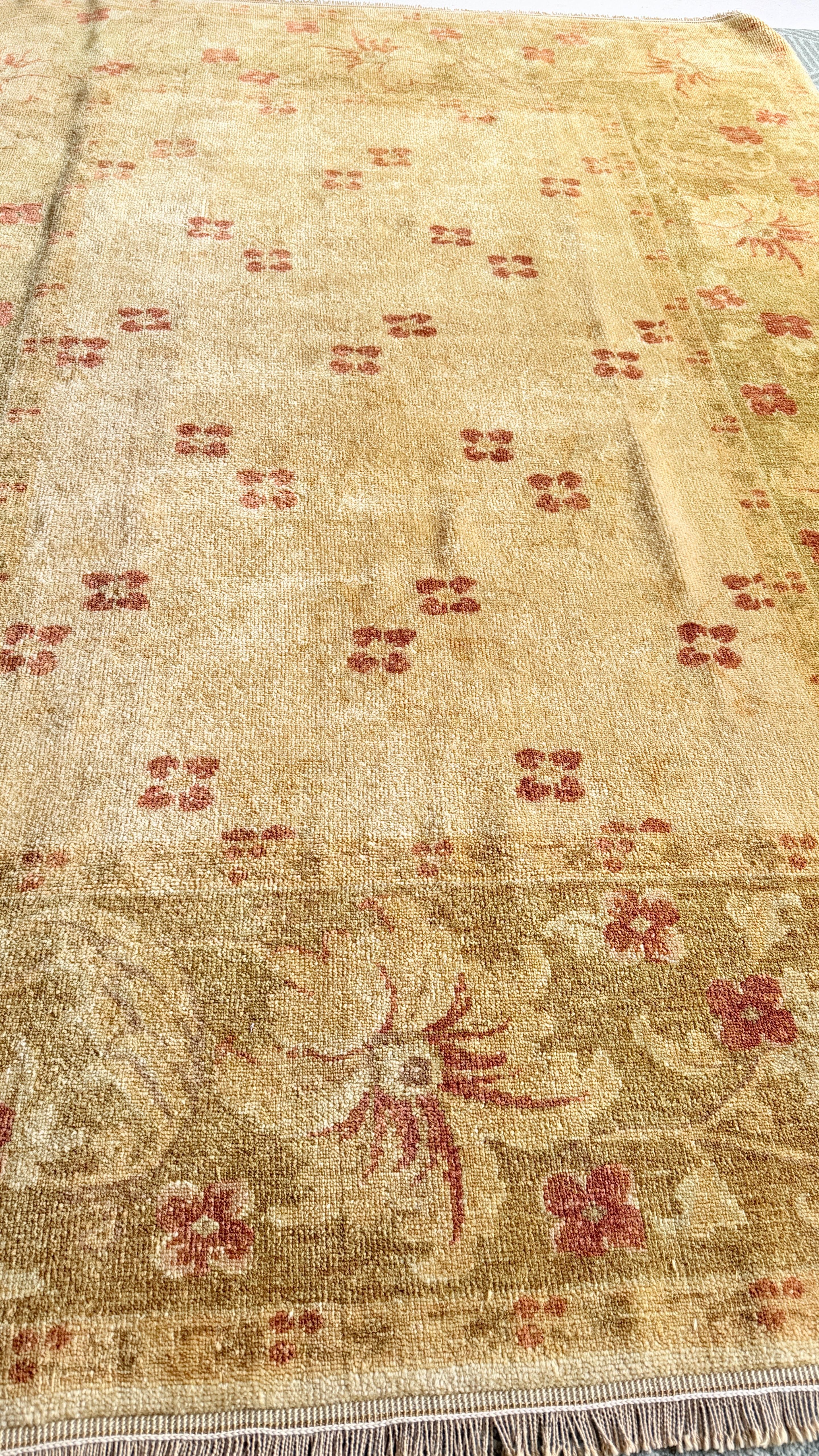 Ottoman Oushak Rug – 171 × 230 cm – Handmade Turkish Wool Rug – Soft Neutral Vintage Design