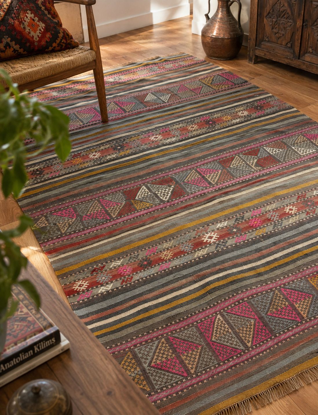 Vintage Konya Kilim – Taupe · 148 × 210 cm