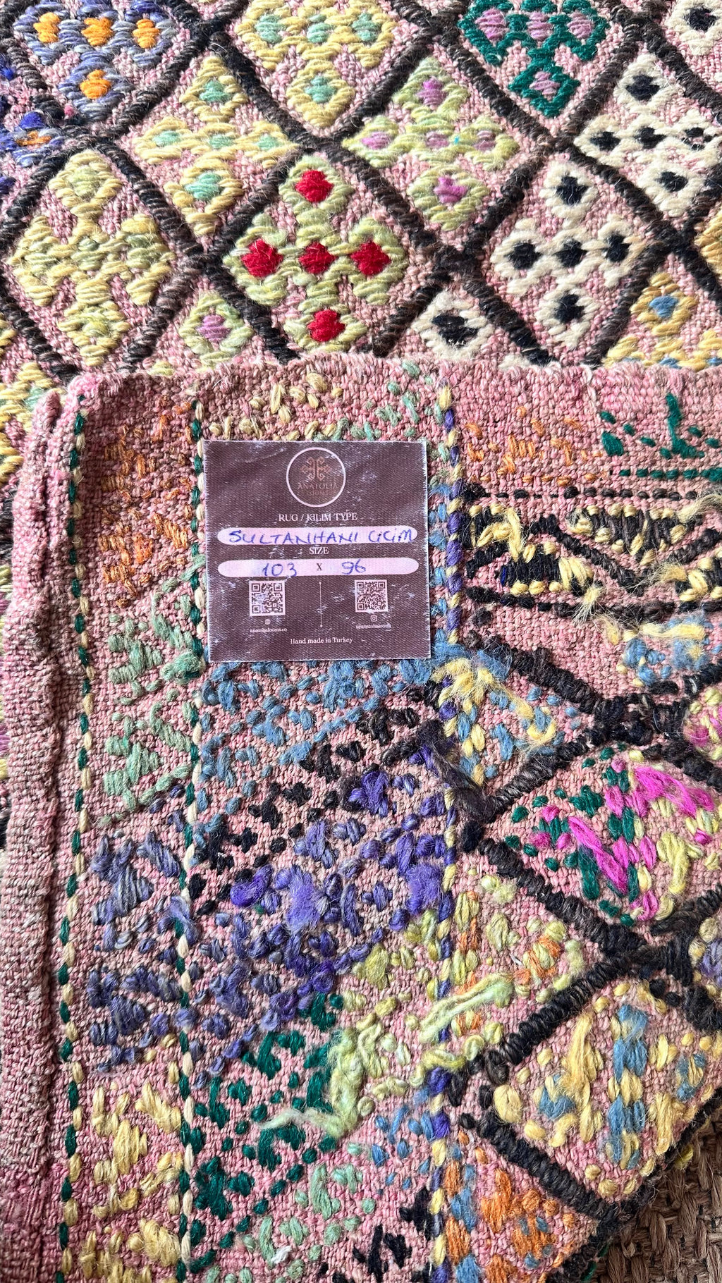 Vintage Sultanhanı Cicim Kilim – Multicolour · 96 × 103 cm