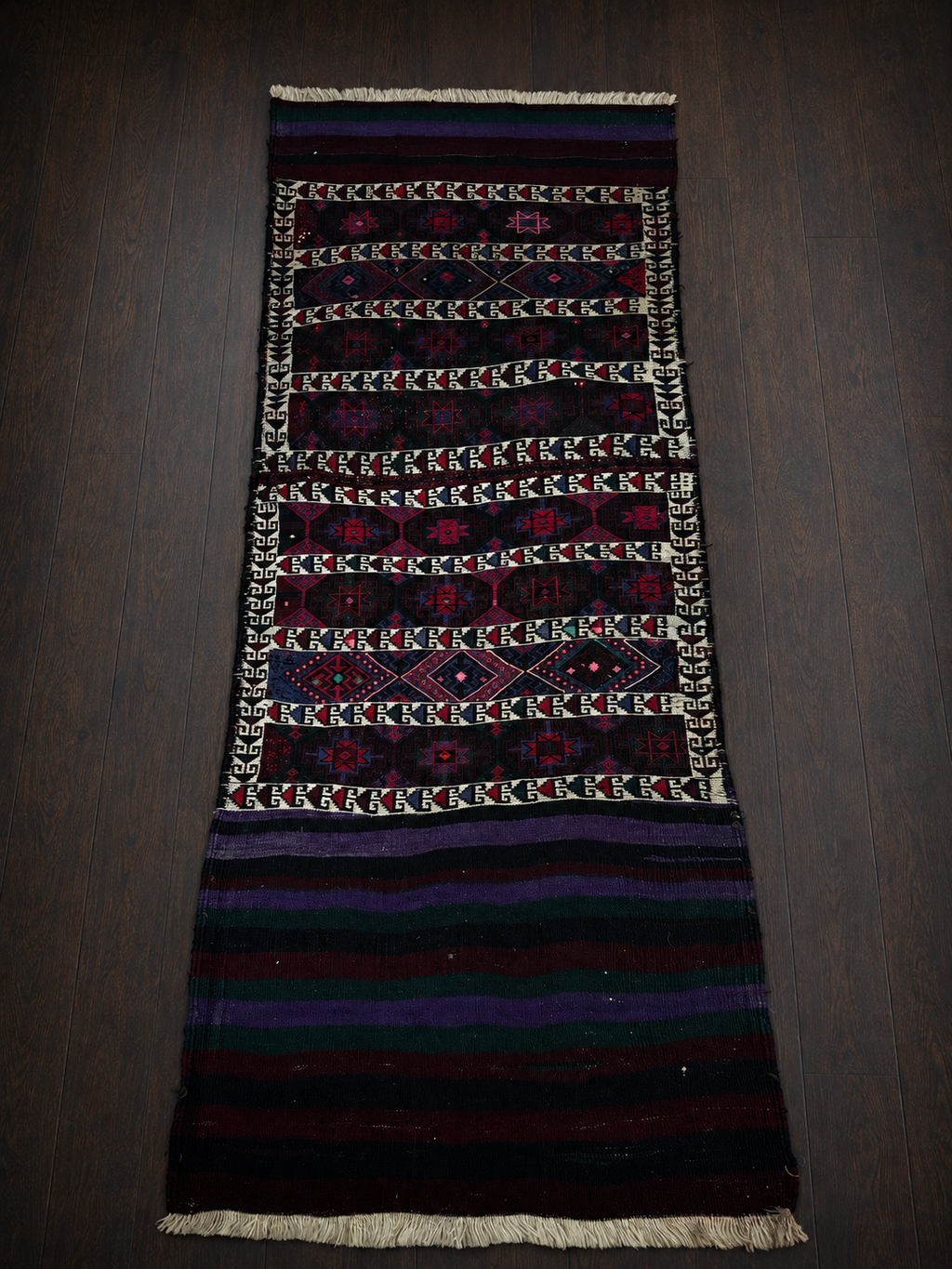 79 × 196 cm | Handmade Vintage Hakkari Wool Kilim