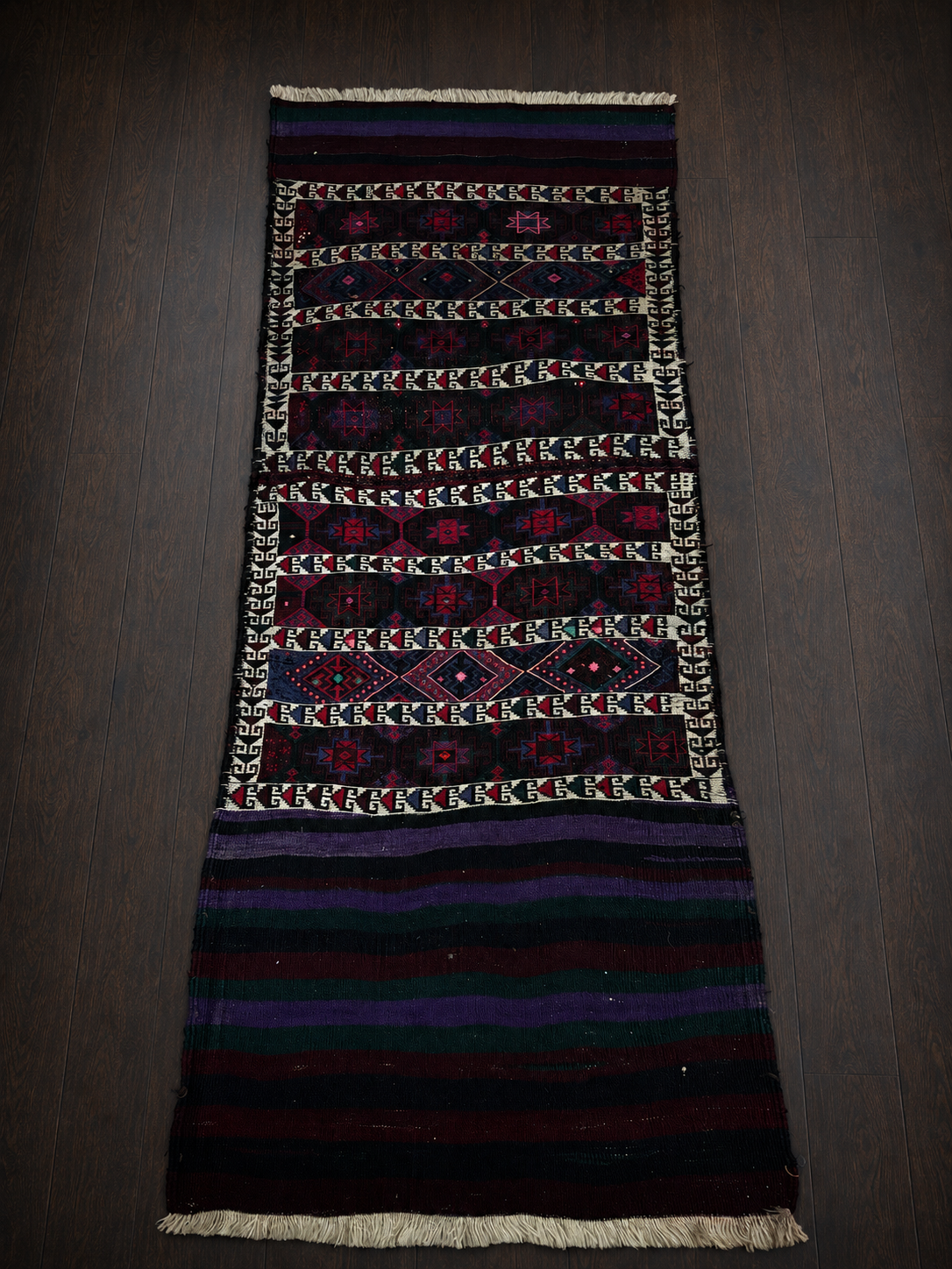 79 × 196 cm | Handmade Vintage Hakkari Wool Kilim