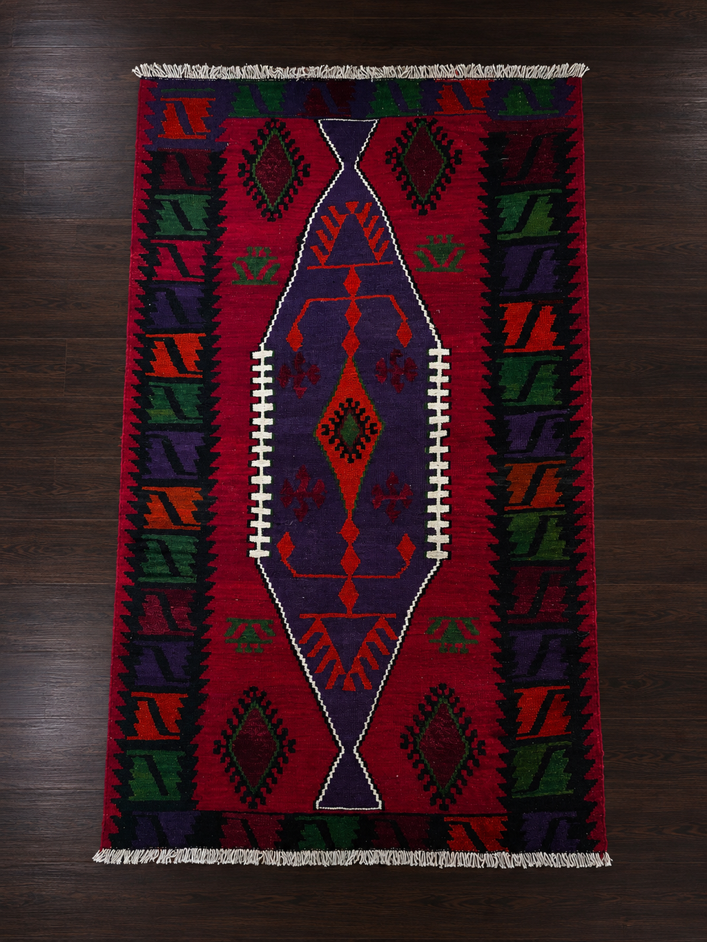 93 × 162 cm | Authentic Handmade Turkish Wool Kilim(1950–1960s)