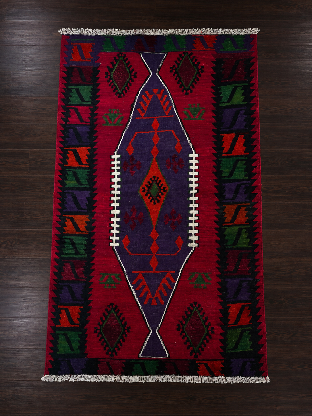 93 × 162 cm | Authentic Handmade Turkish Wool Kilim(1950–1960s)