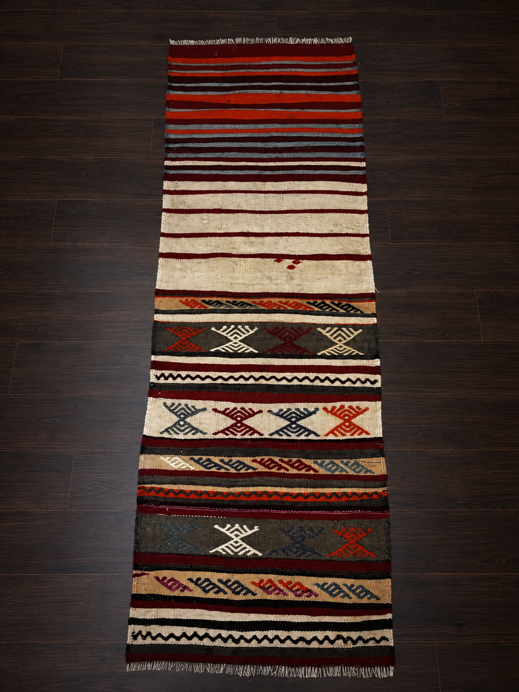66 × 200 cm | Handmade Vintage Turkish Wool Kilim Runner