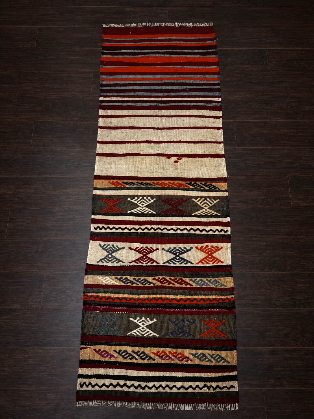 66 × 200 cm | Handmade Vintage Turkish Wool Kilim Runner