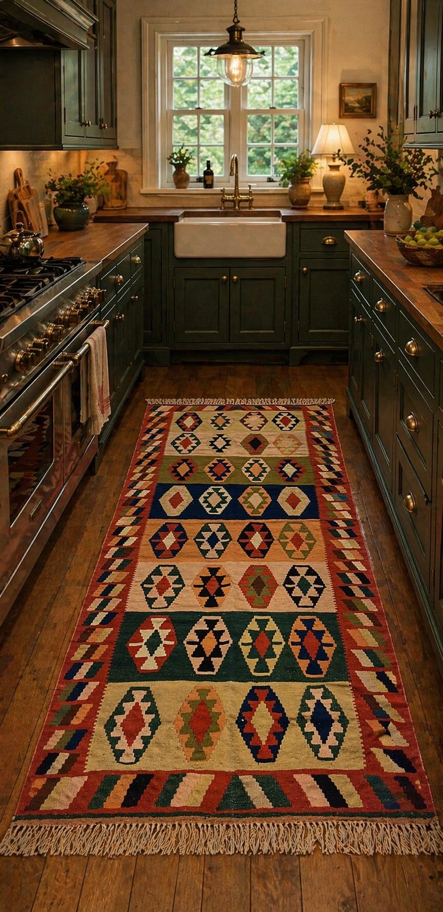 Handwoven Anatolian Kilim Runner – 116x243 cm – Wool Tribal Rug – Vintage Geometric Design