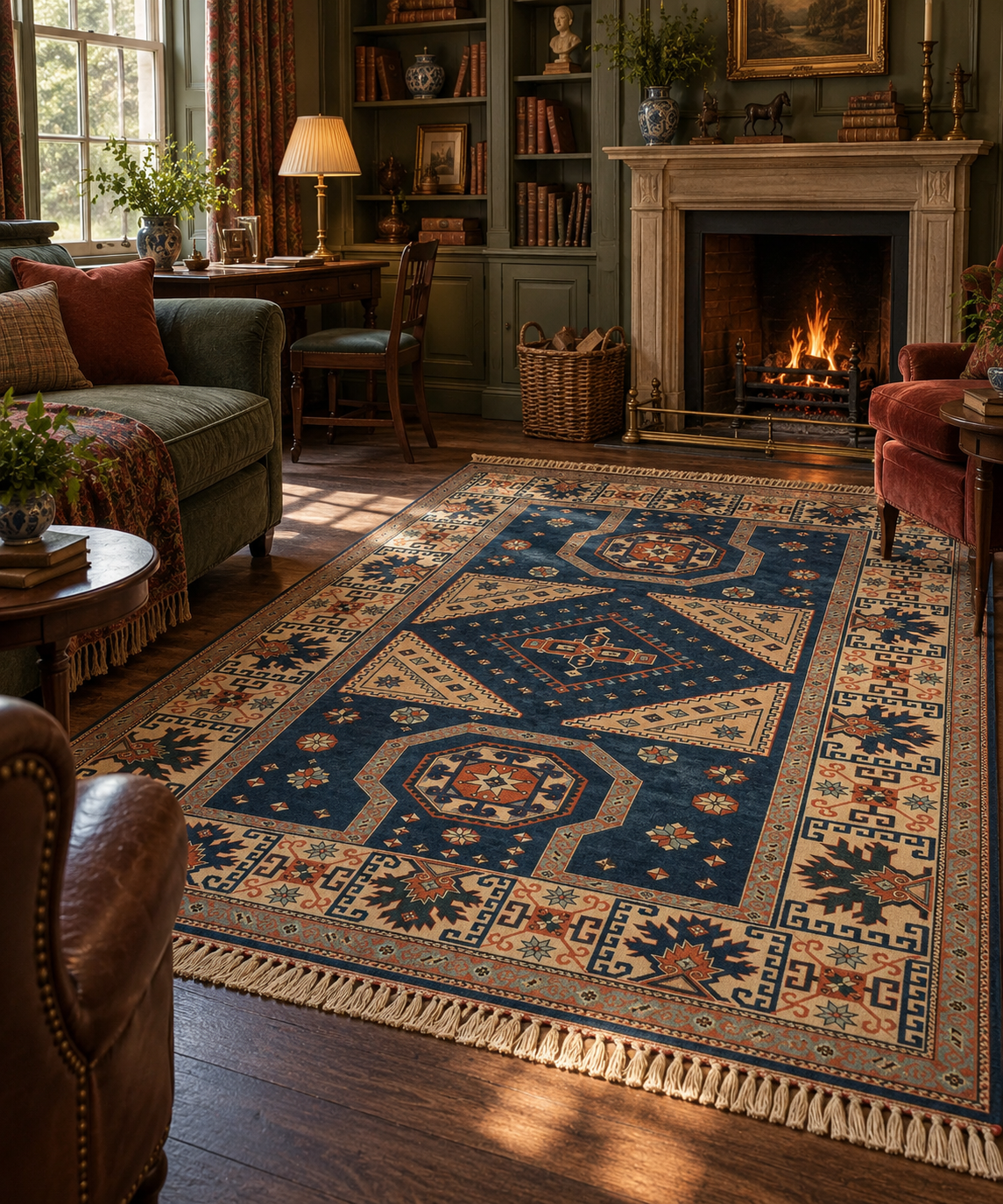 Turkish Yoruk Rug – Blue · 200 × 300 cm