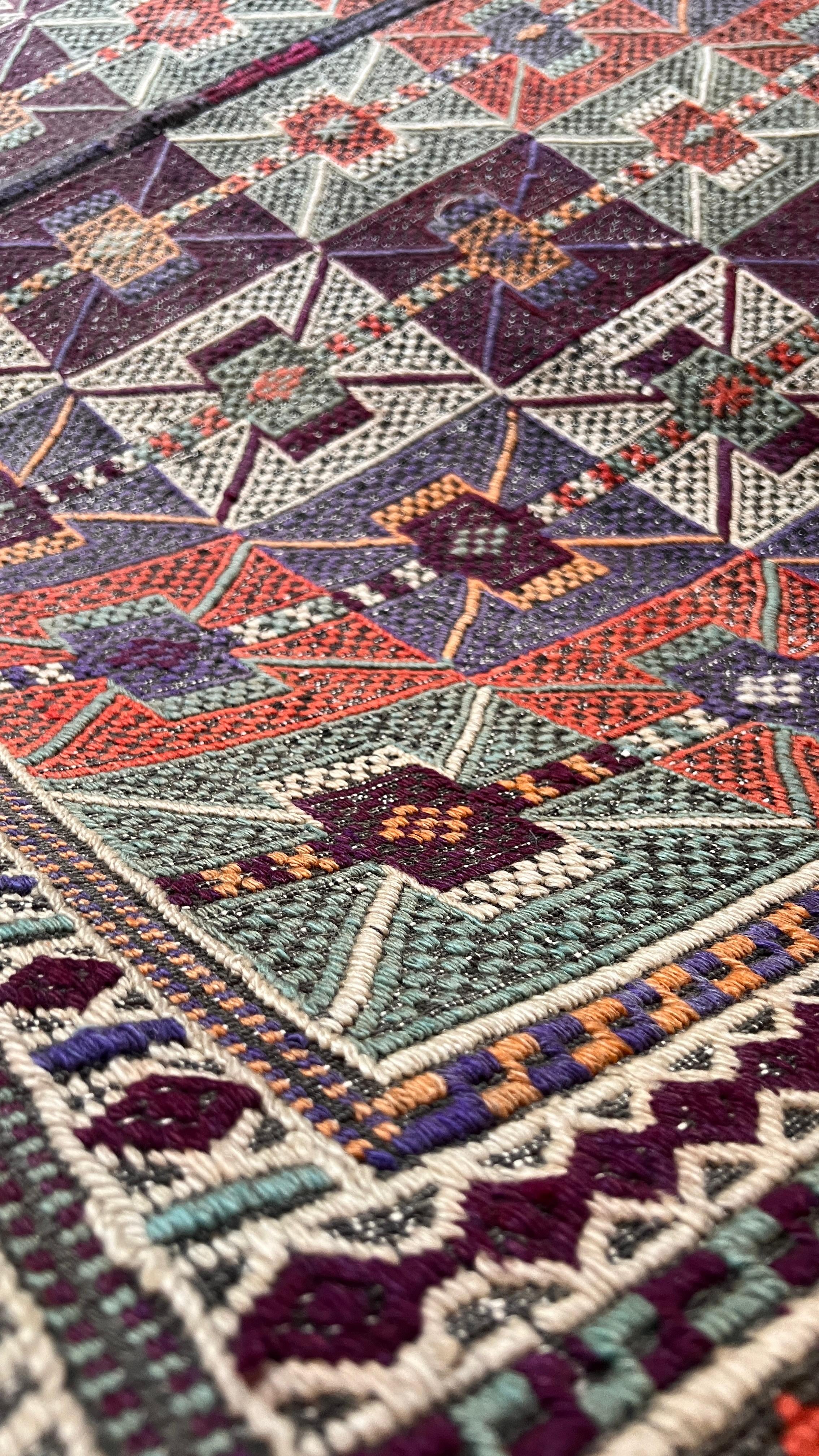 Handwoven Turkish Cicim Kilim – 197 × 228 cm – Vintage Tribal Wool Rug