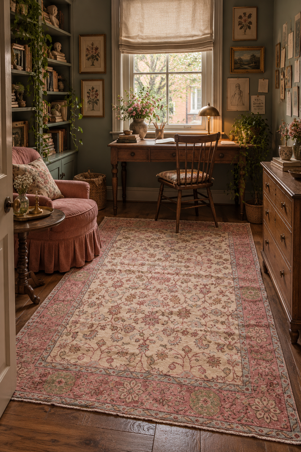 Vintage Turkish Rug, Ivory Rose, 153 × 255 cm – detail view 1