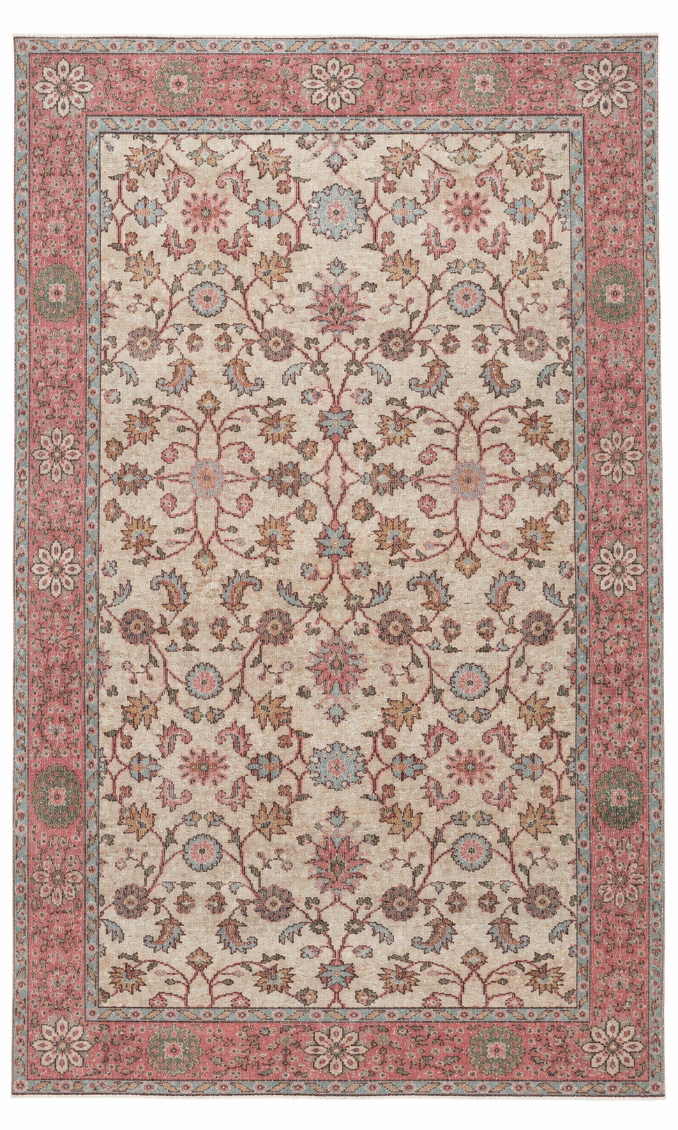 Vintage Turkish Rug – Ivory Rose · 153 × 255 cm