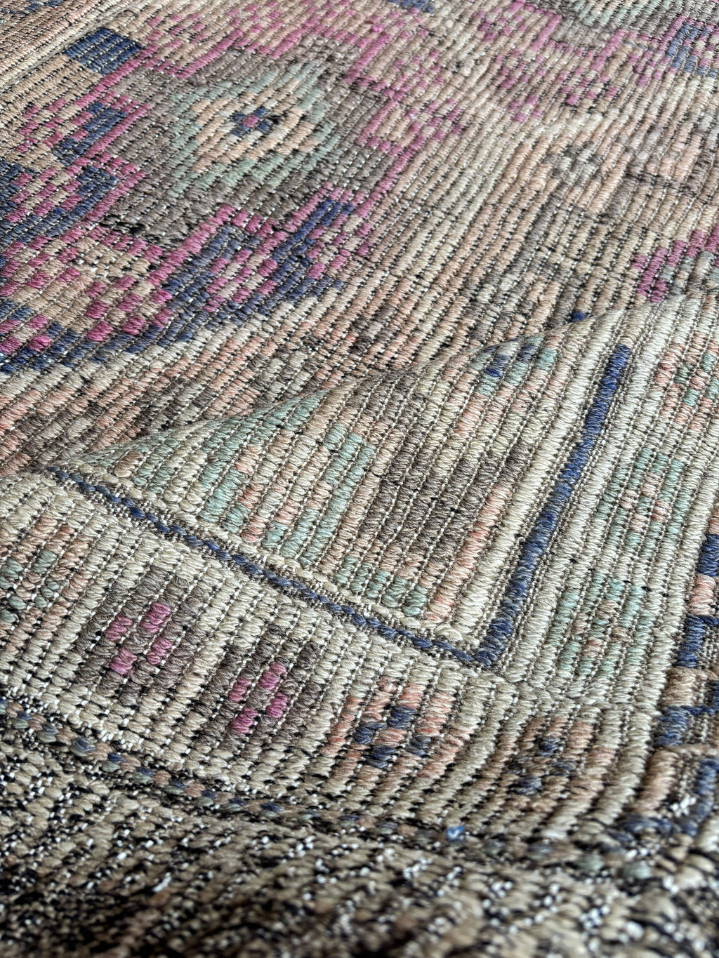 Vintage Kepsut Cicim Kilim, Faded Sage & Lilac, 185 × 328 cm – detail view 3