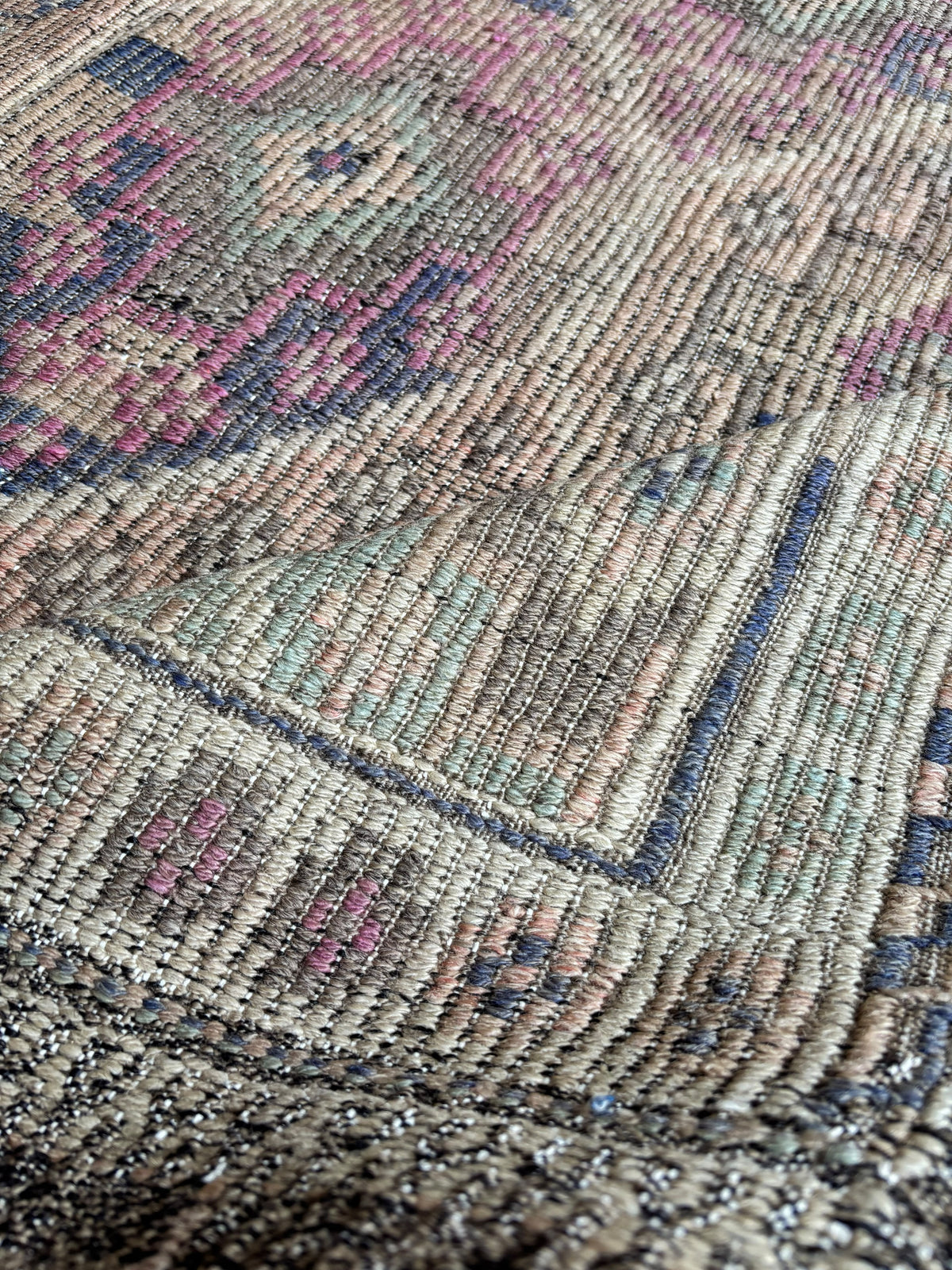 Vintage Kepsut Cicim Kilim, Faded Sage & Lilac, 185 × 328 cm – detail view 3