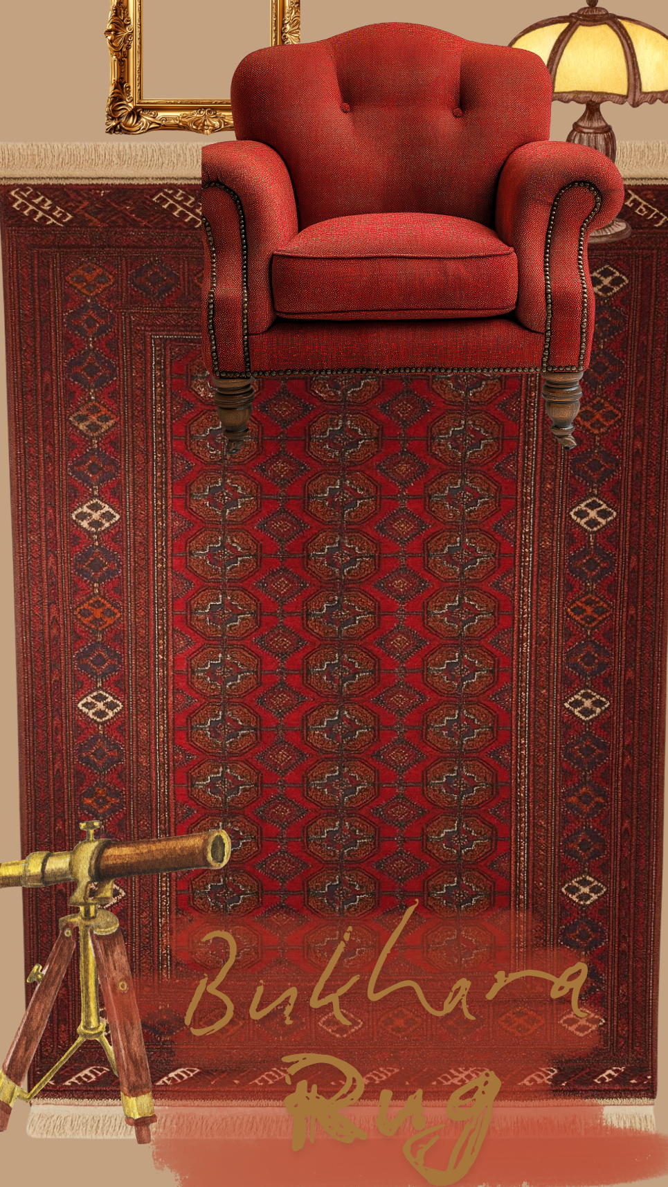 Tekke Bukhara Rug – Turkmen Style 220×127 cm | Handwoven Wool Tribal Carpet