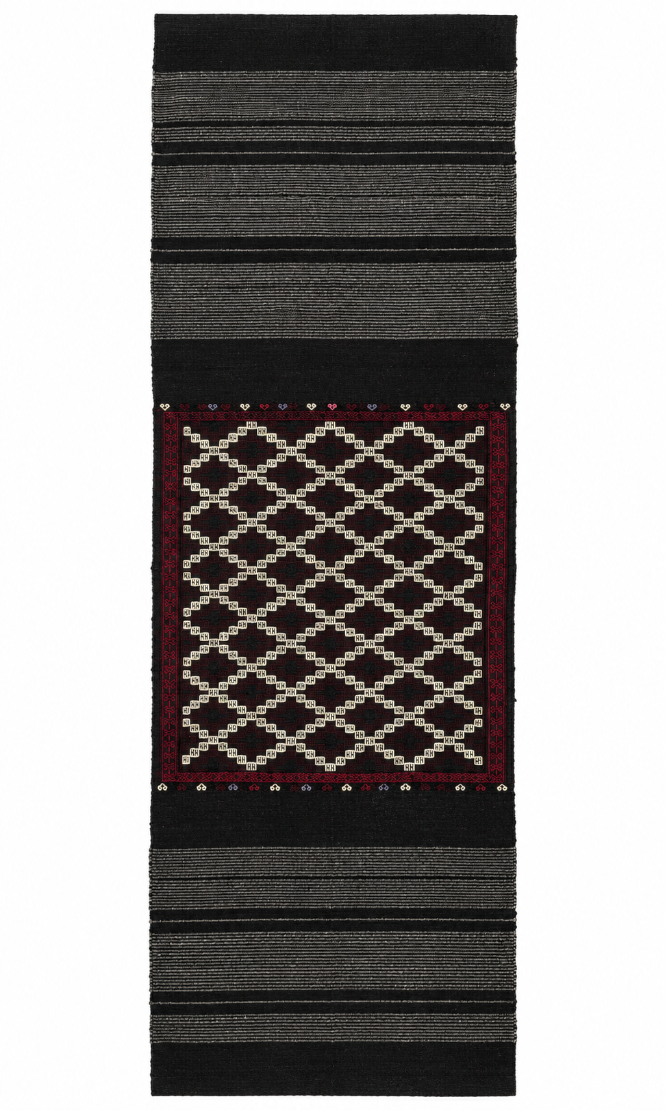 Antique Balıkesir Cicim Kilim Runner – Charcoal · 71 × 192 cm