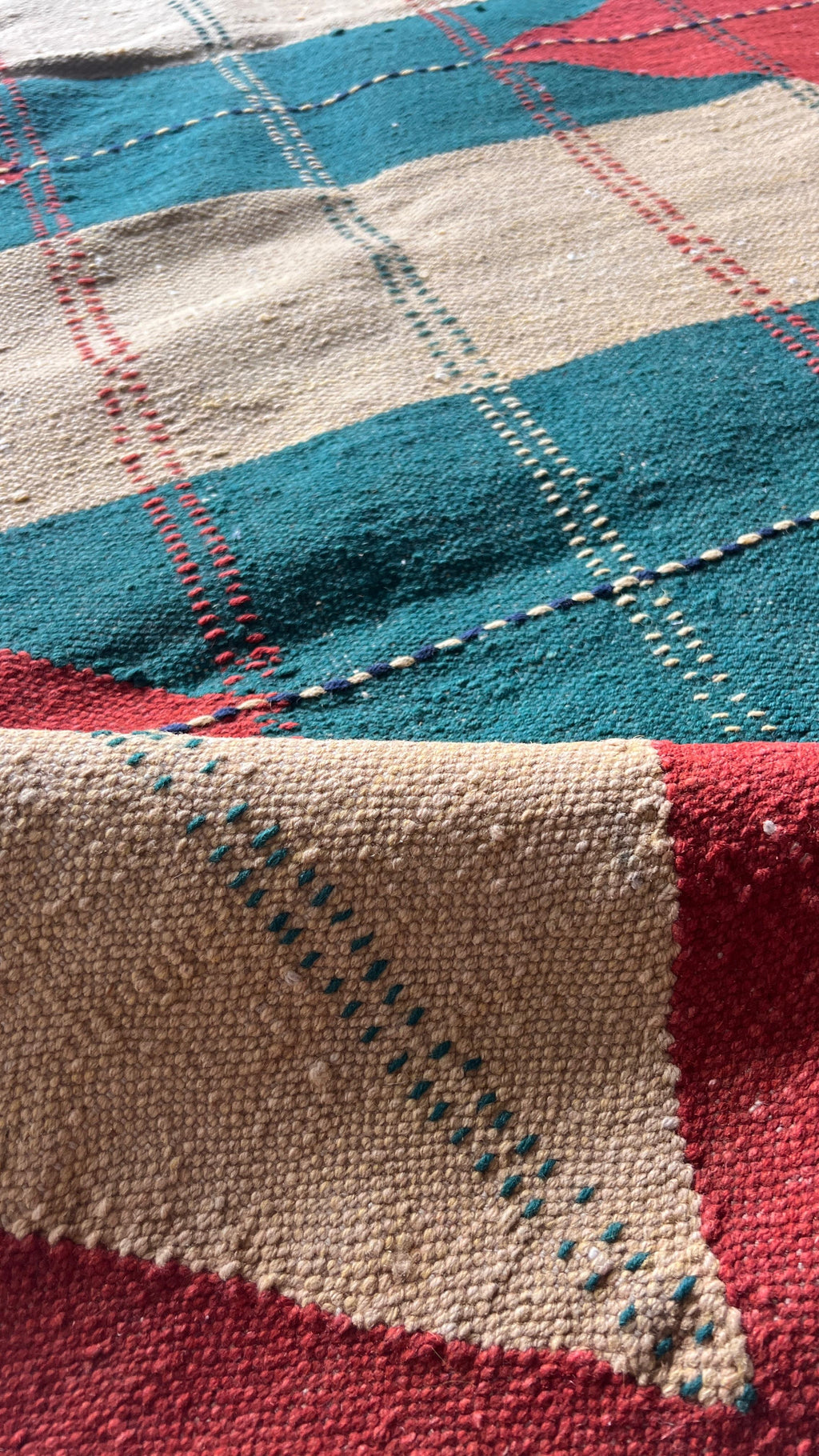 Handwoven Indian Kilim Runner – 105 × 228 cm – Cotton & Linen Blend Tribal Kilim
