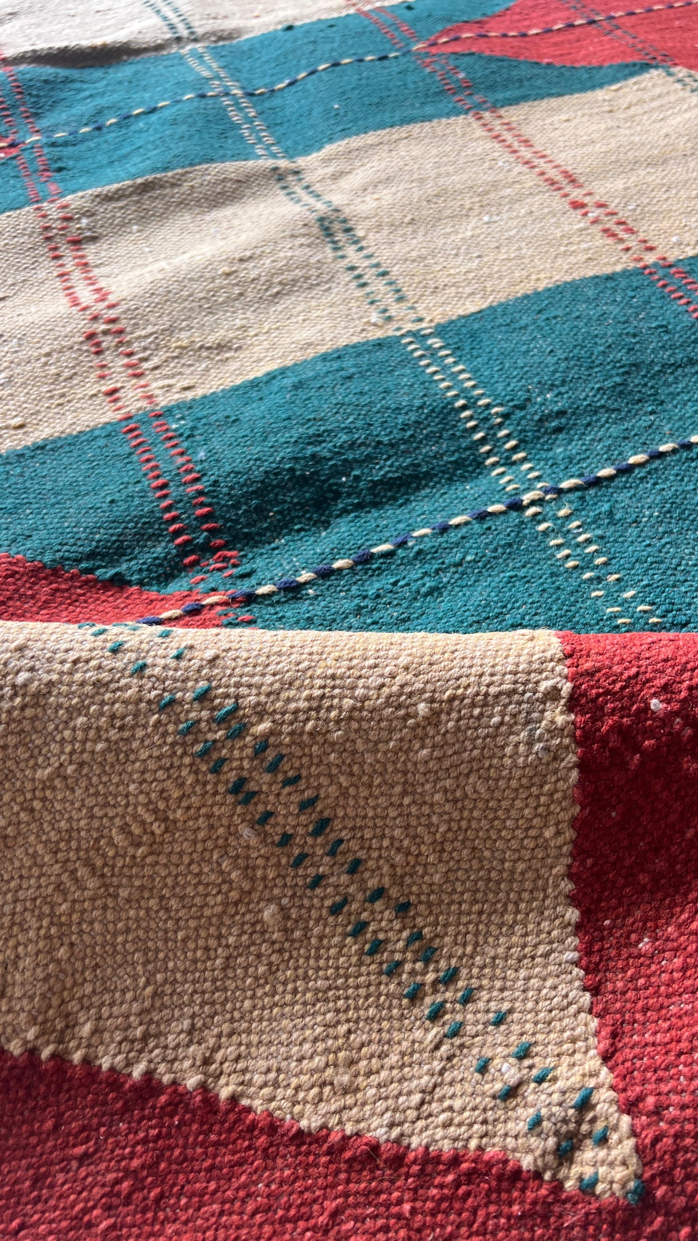 Handwoven Indian Kilim Runner – 105 × 228 cm – Cotton & Linen Blend Tribal Kilim