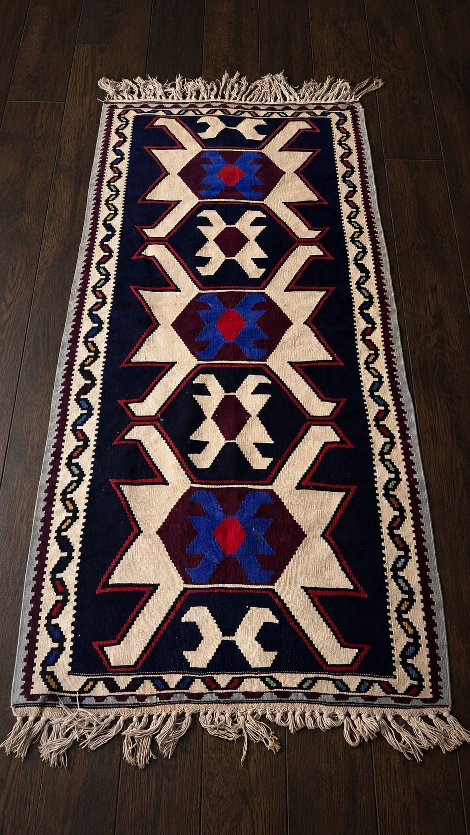 Handwoven Turkish Çorum Kilim – 106 × 206 cm – Tribal Wool Runner Kilim