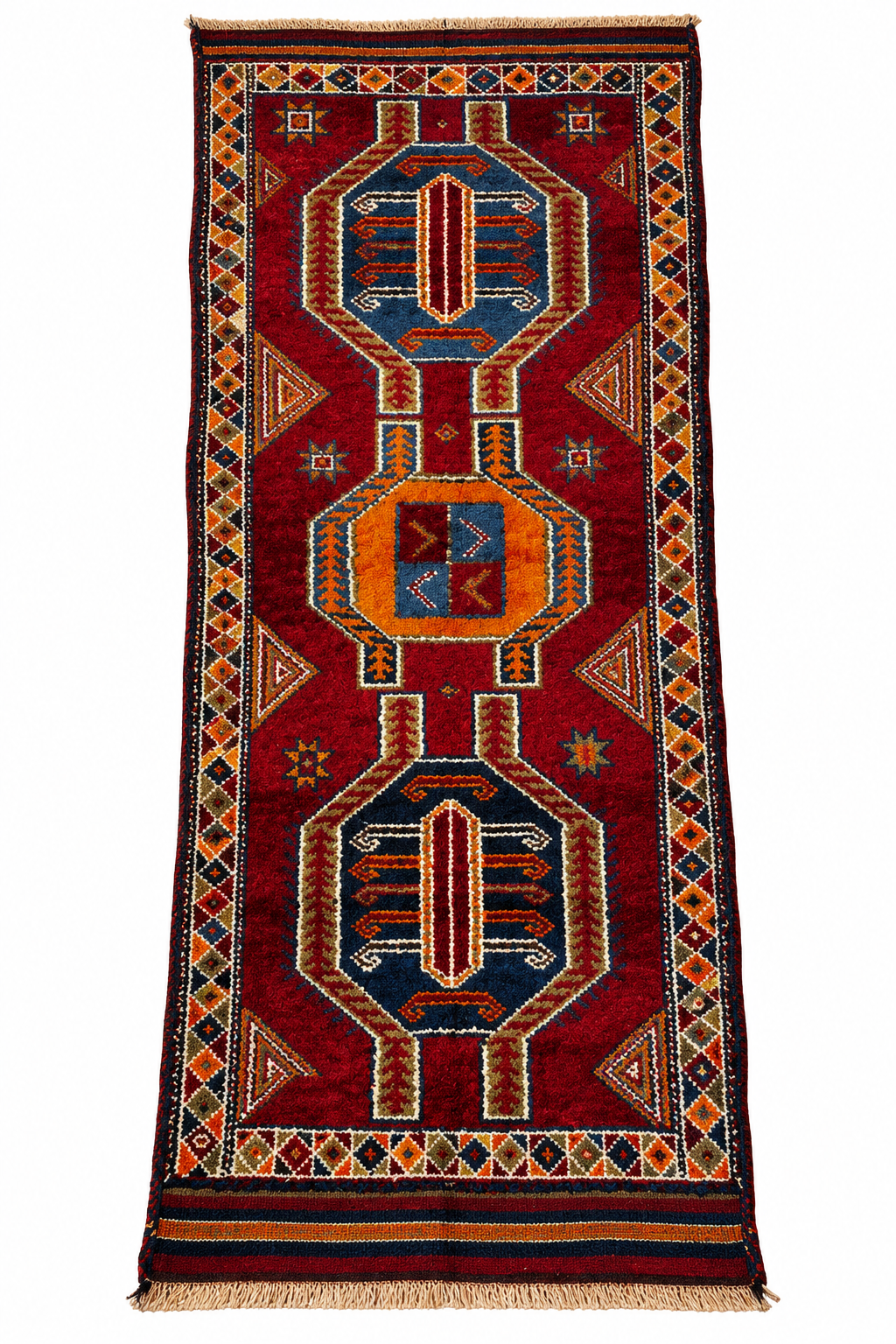 Vintage Herki Runner Rug – Burgundy · 120 × 305 cm