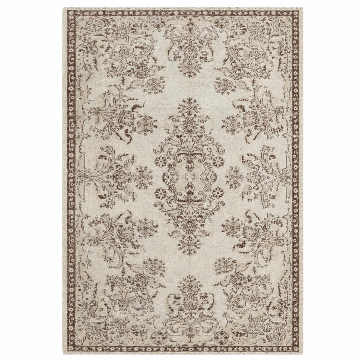Vintage Turkish Rug, Ivory, 183 × 278 cm