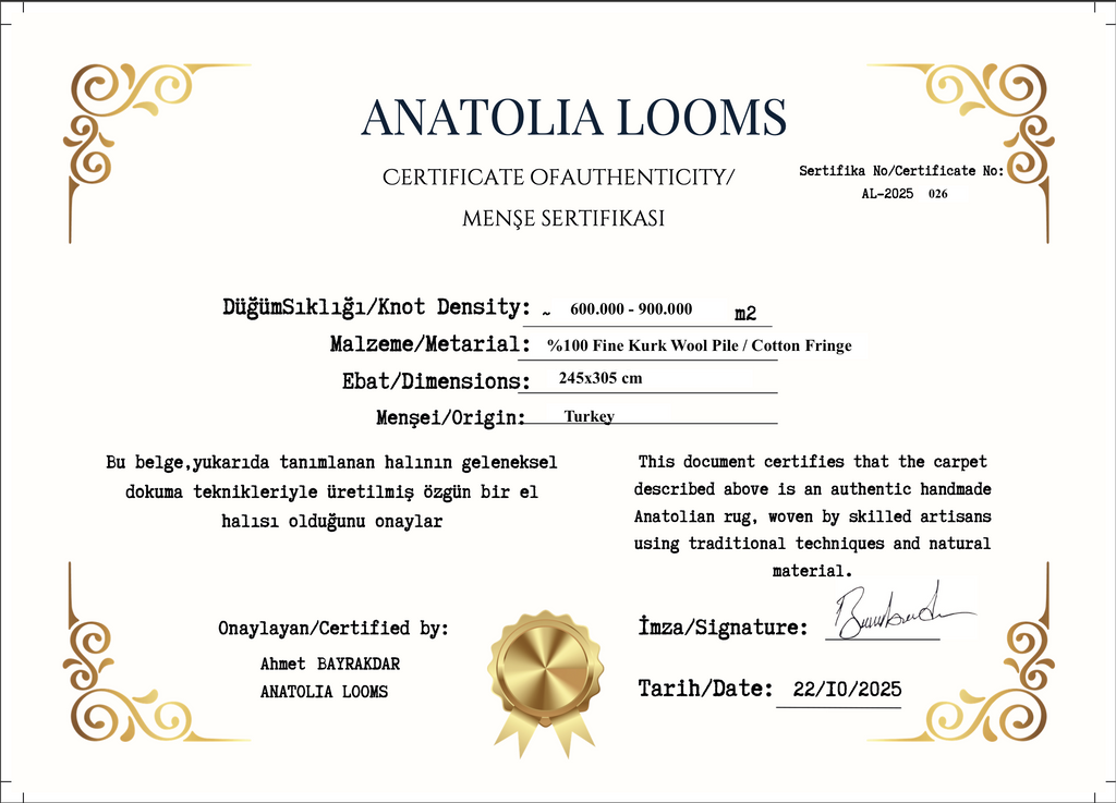 Turkish-Made Isfahan Style Rug – 305 × 245 cm – Fine Wool & Silk Highlights – Luxury Floral Medallion