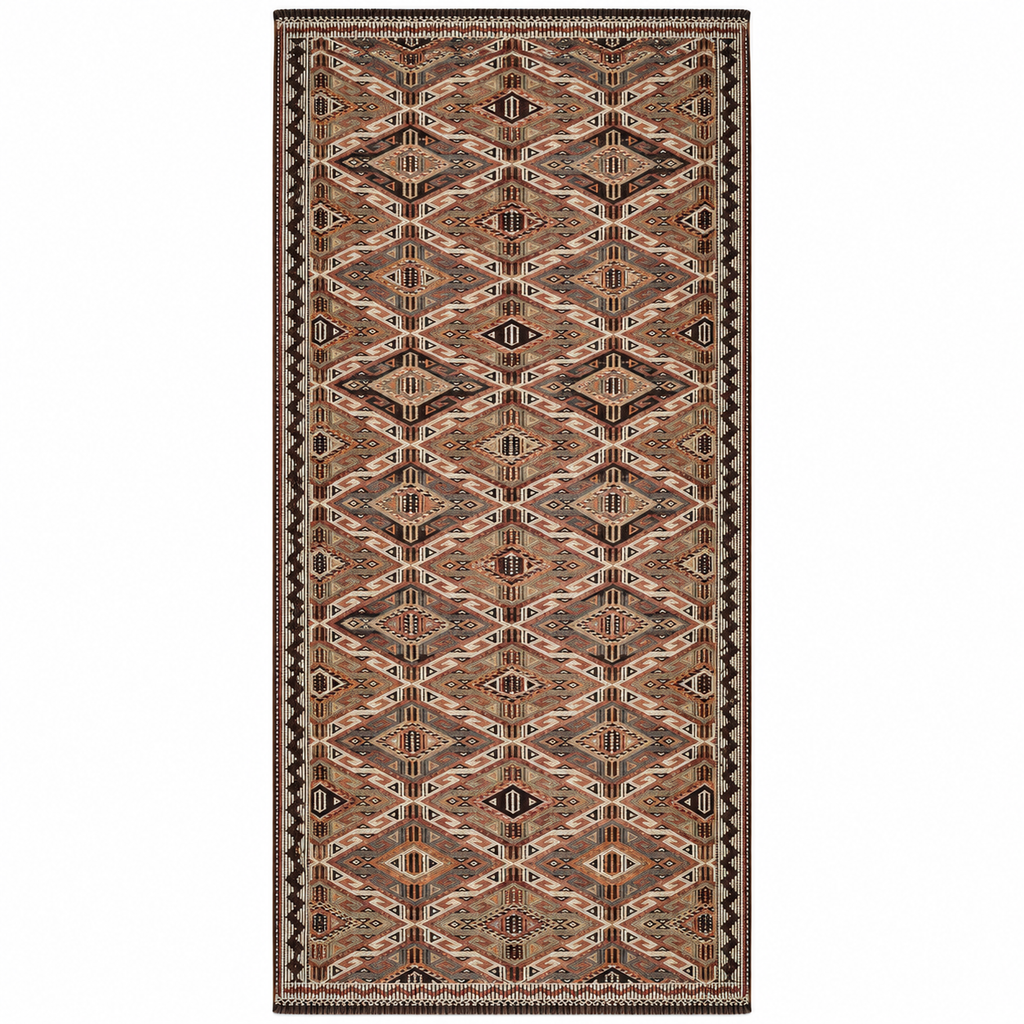 Mut Cicim Kilim Wide Runner, Earth Tones, 130 × 310 cm