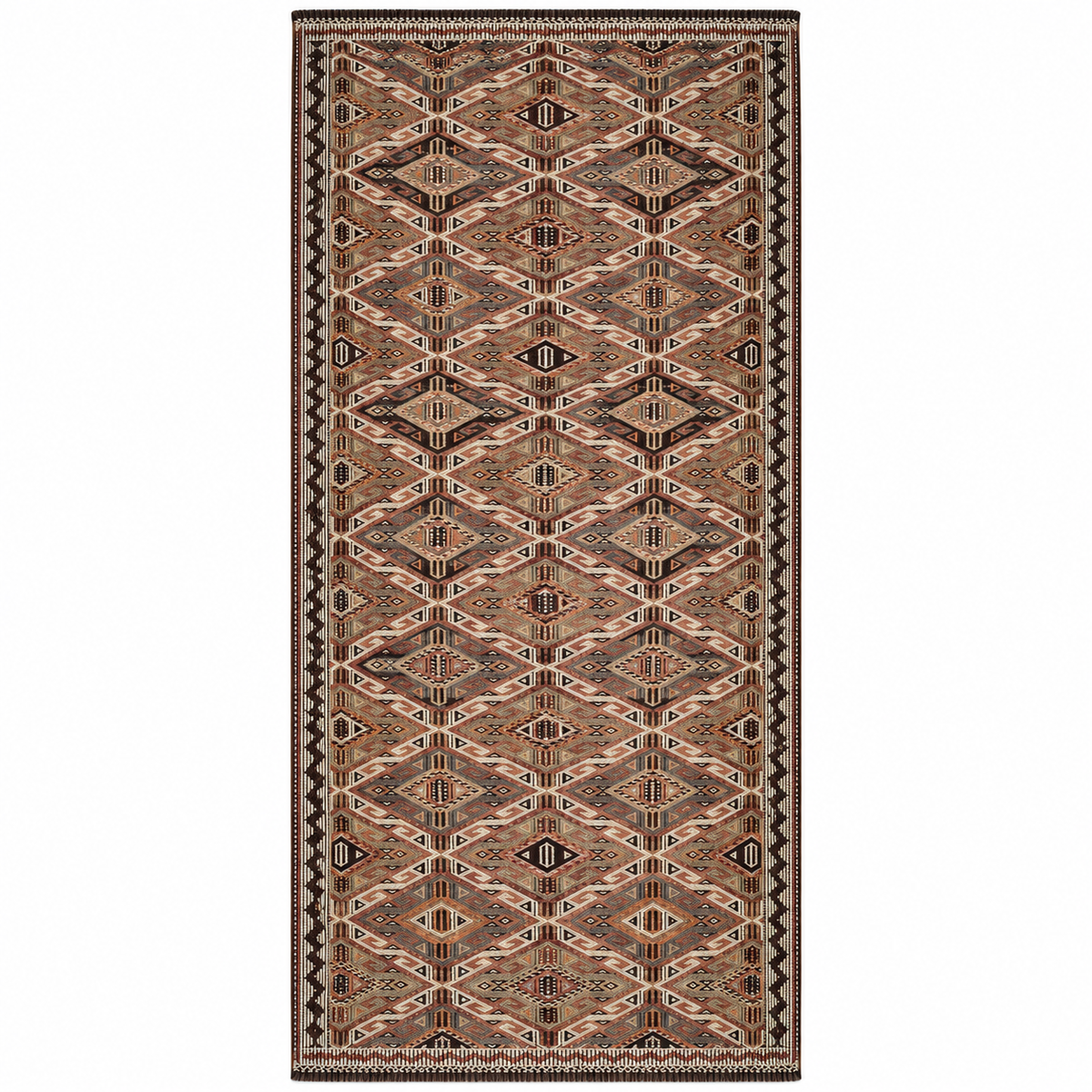 Mut Cicim Kilim Wide Runner, Earth Tones, 130 × 310 cm