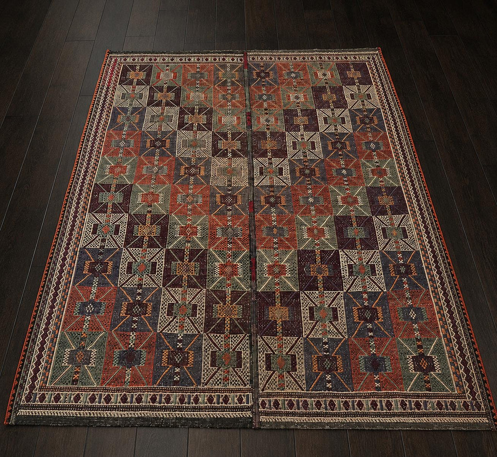 Handwoven Turkish Cicim Kilim – 197 × 228 cm – Vintage Tribal Wool Rug