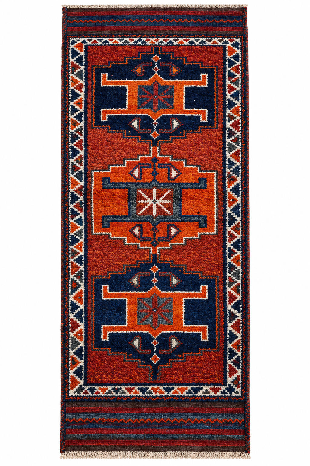 Vintage Herki Runner Rug – Orange · 100 × 296 cm