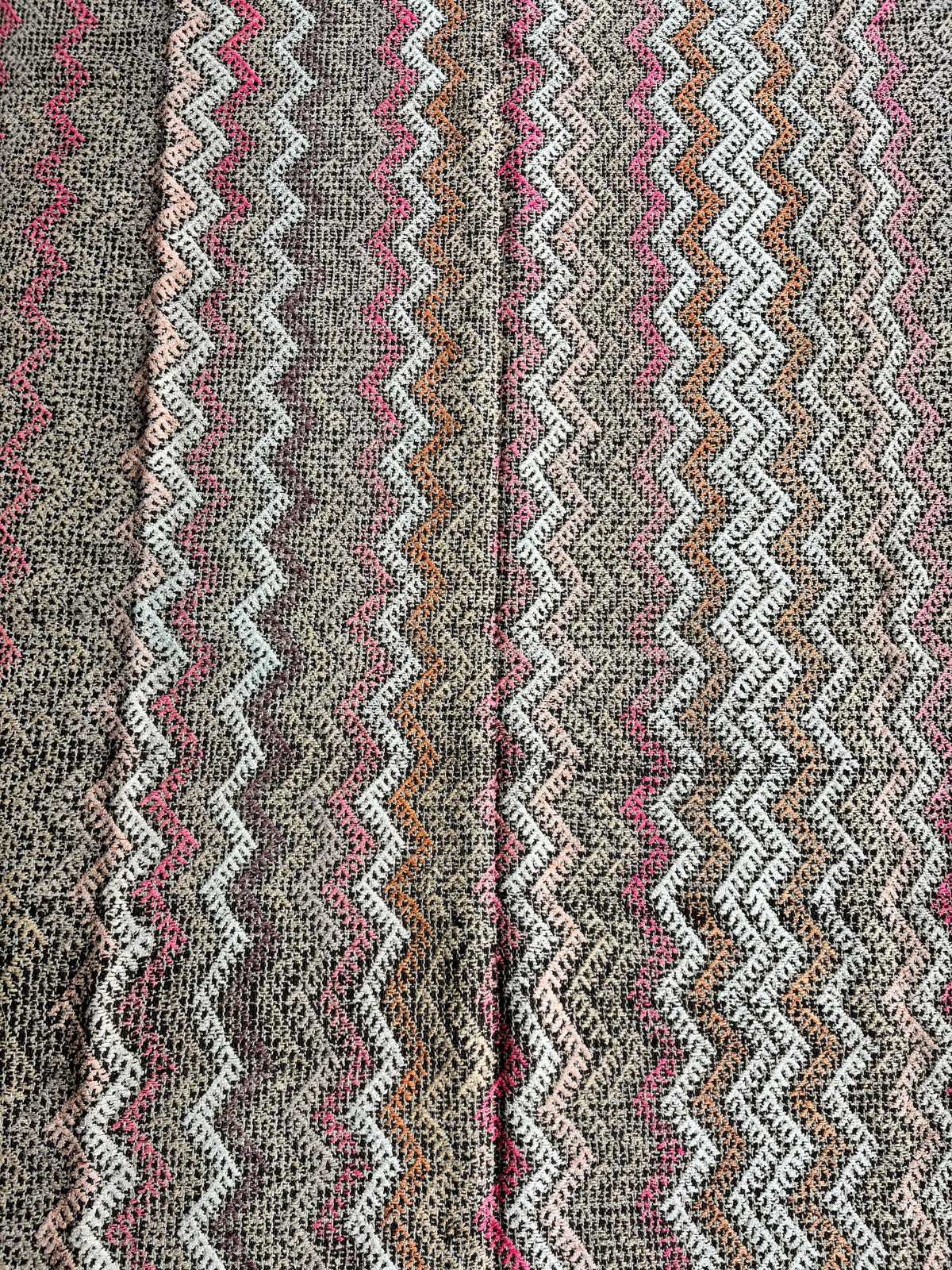 Vintage Manisa Cicim Kilim, Zigzag Pink & Earth, 190 × 337 cm – detail view 3