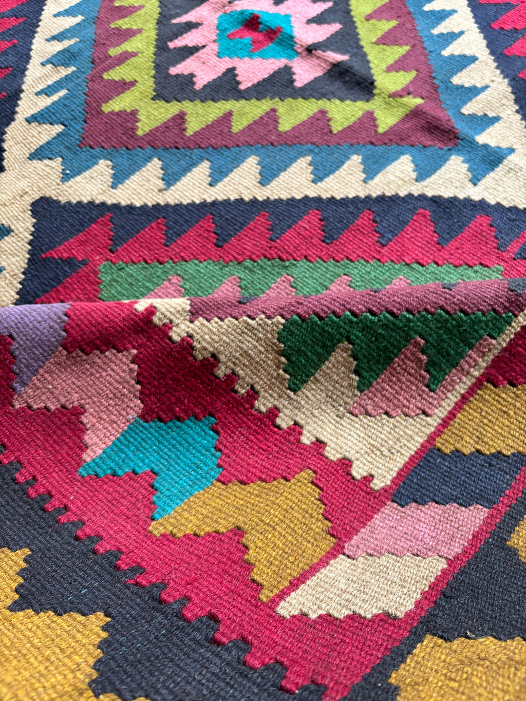 Vintage Oushak Kilim, Multicolour, 202 × 296 cm – detail view 6