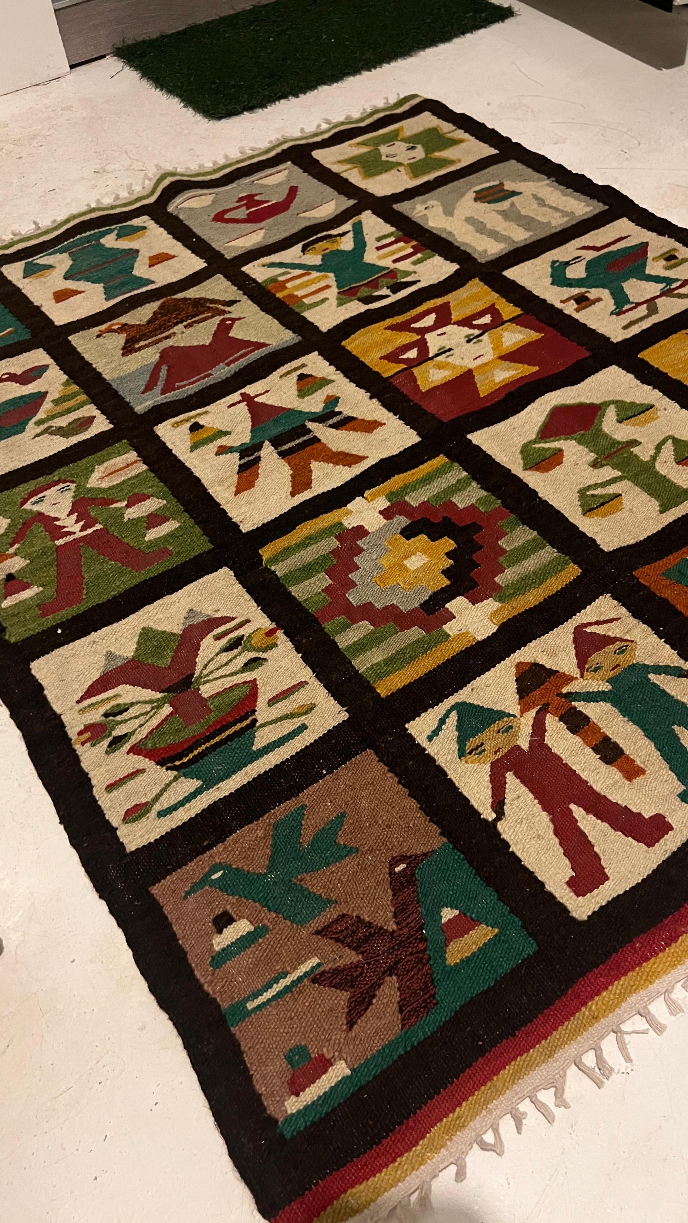 Unique Moroccan Style Kilim Rug – 100x104 cm – Handmade Wool Tribal Piece