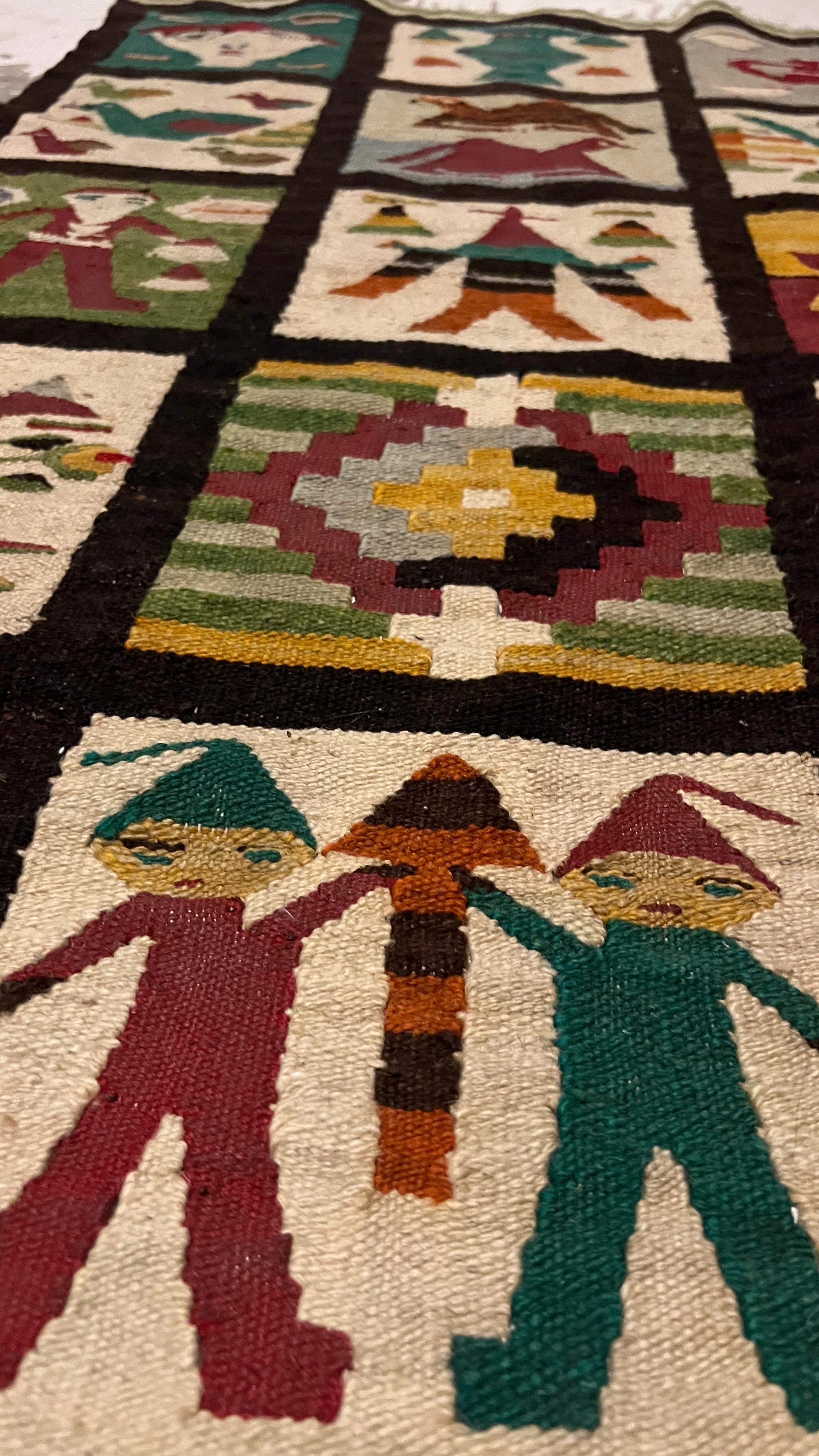 Unique Moroccan Style Kilim Rug – 100x104 cm – Handmade Wool Tribal Piece