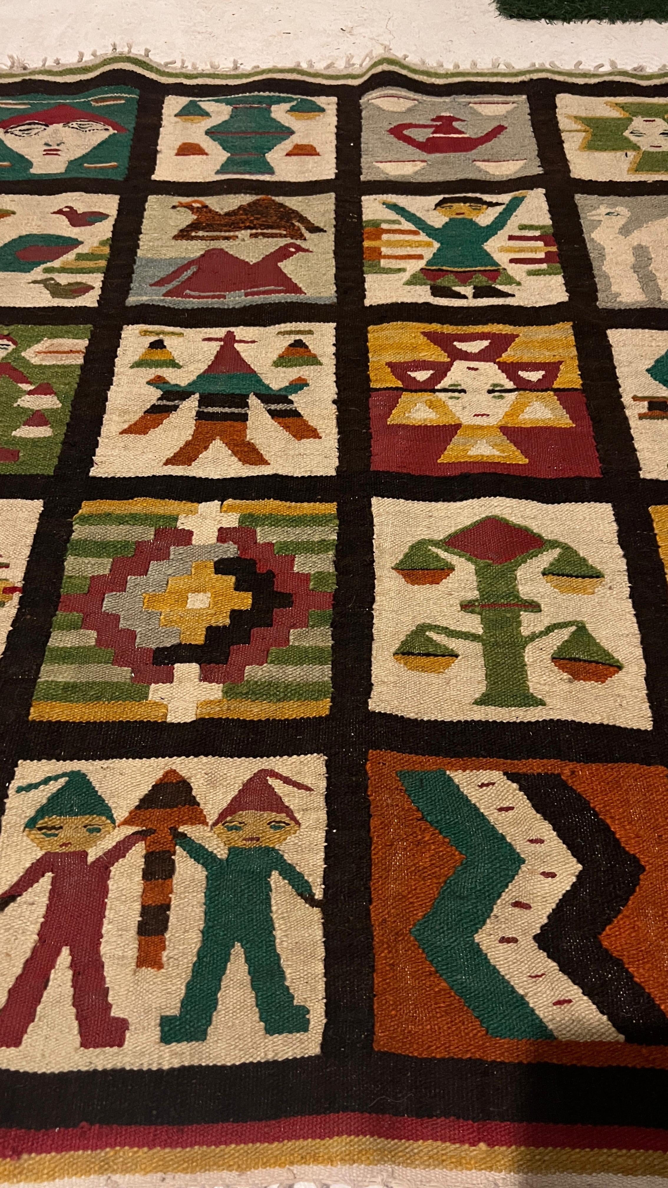 Unique Moroccan Style Kilim Rug – 100x104 cm – Handmade Wool Tribal Piece