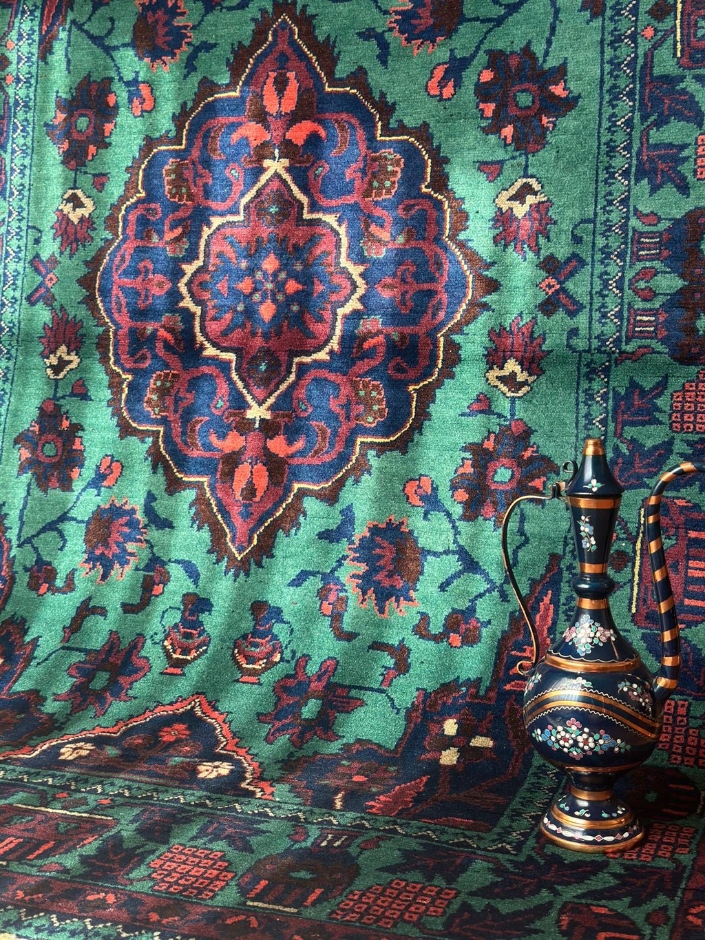 Afghan Sultani Medallion Rug – 100×150 cm | Handwoven Wool Tribal Carpet