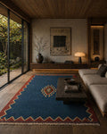 Vintage Turkish Denizli Kilim 167x232 cm – Handwoven Wool Tribal Blue Rug