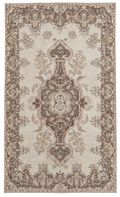 Vintage ivory Turkish Oushak rug, 185 × 307 cm